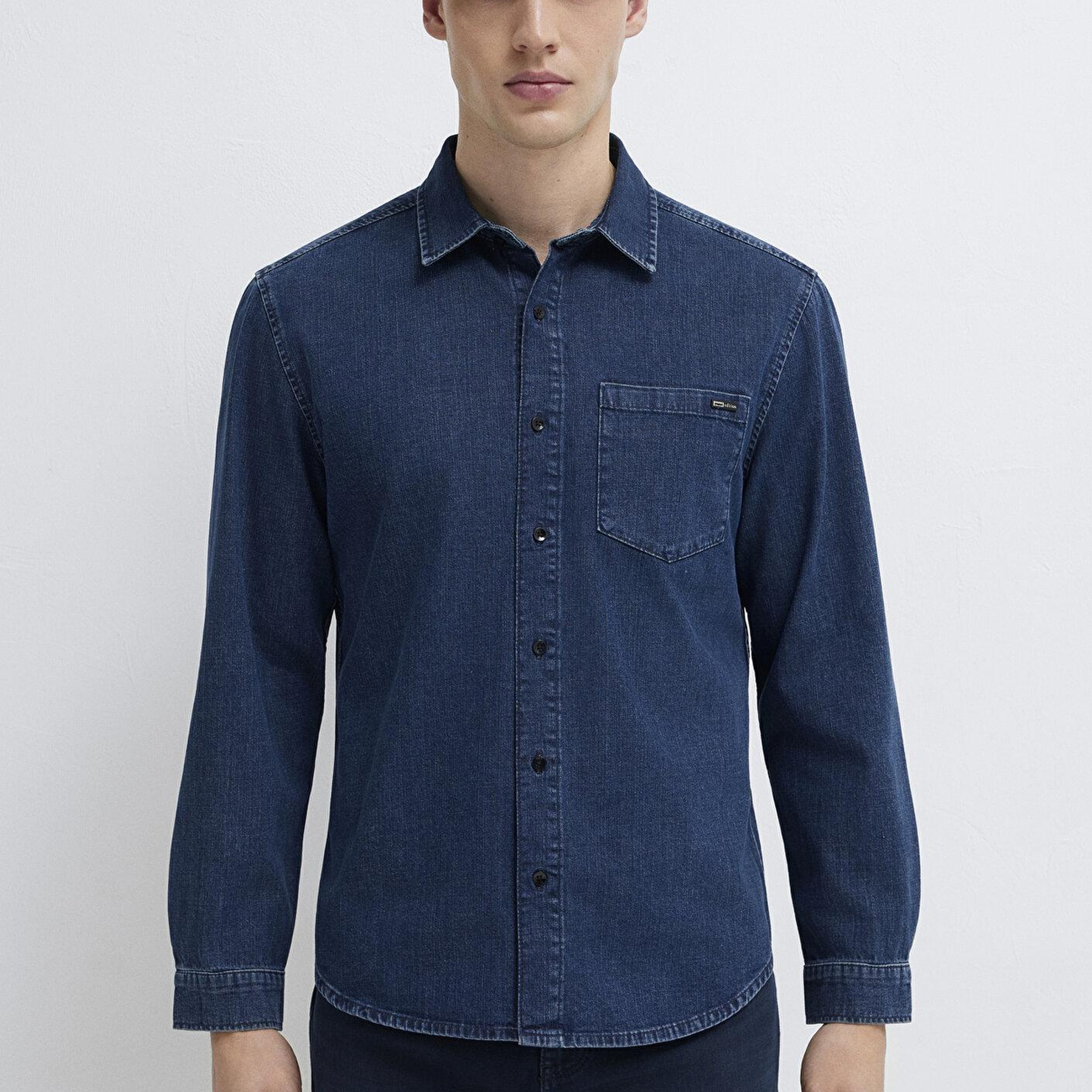 Mavi Eric Mavi Edition Puslu İndigo Mavisi Jean Gömlek Regular Fit / Normal Kesim 0211504-91348