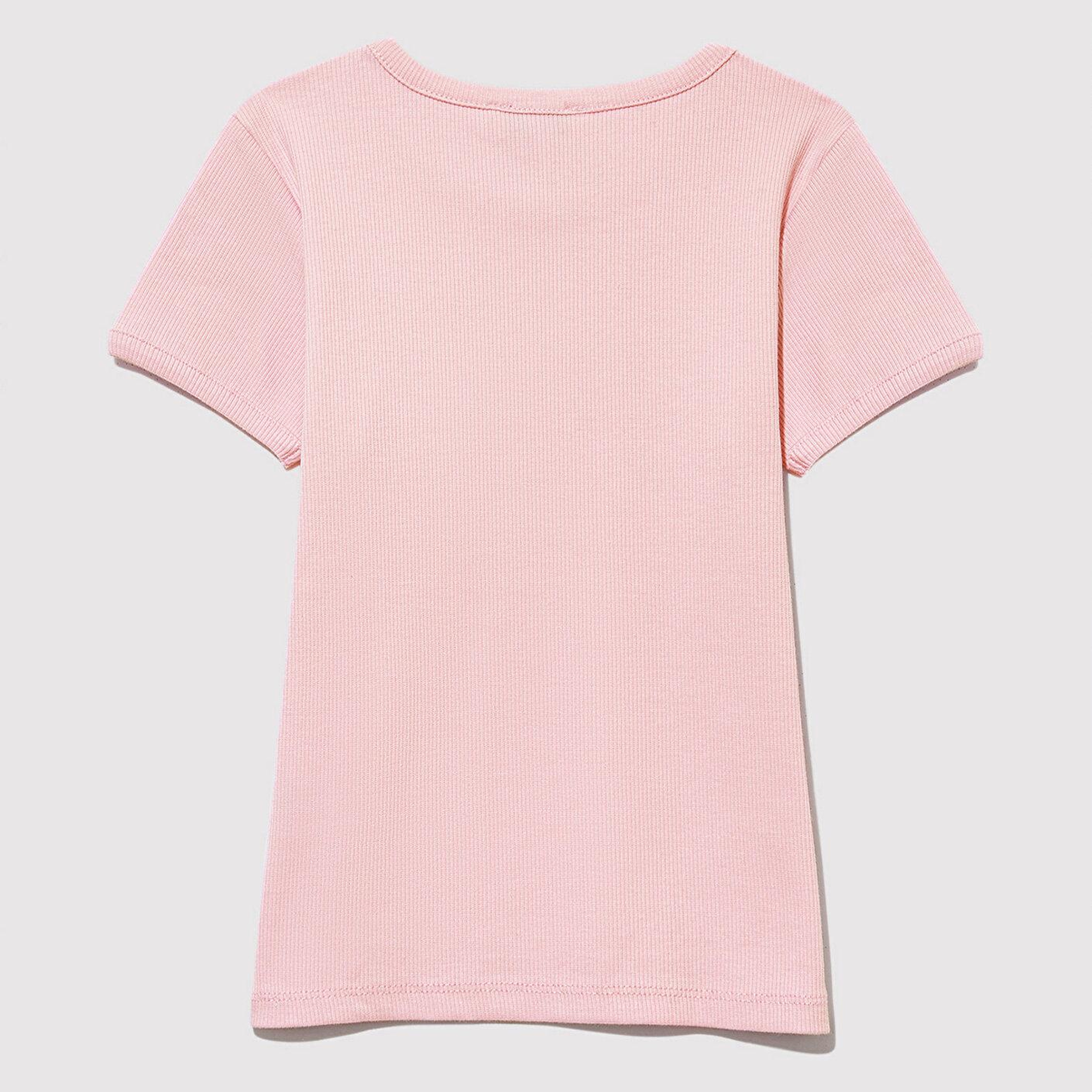 Mavi Fitilli Pembe Basic Tişört Fitted / Vücuda Oturan Kesim 7610260-86953