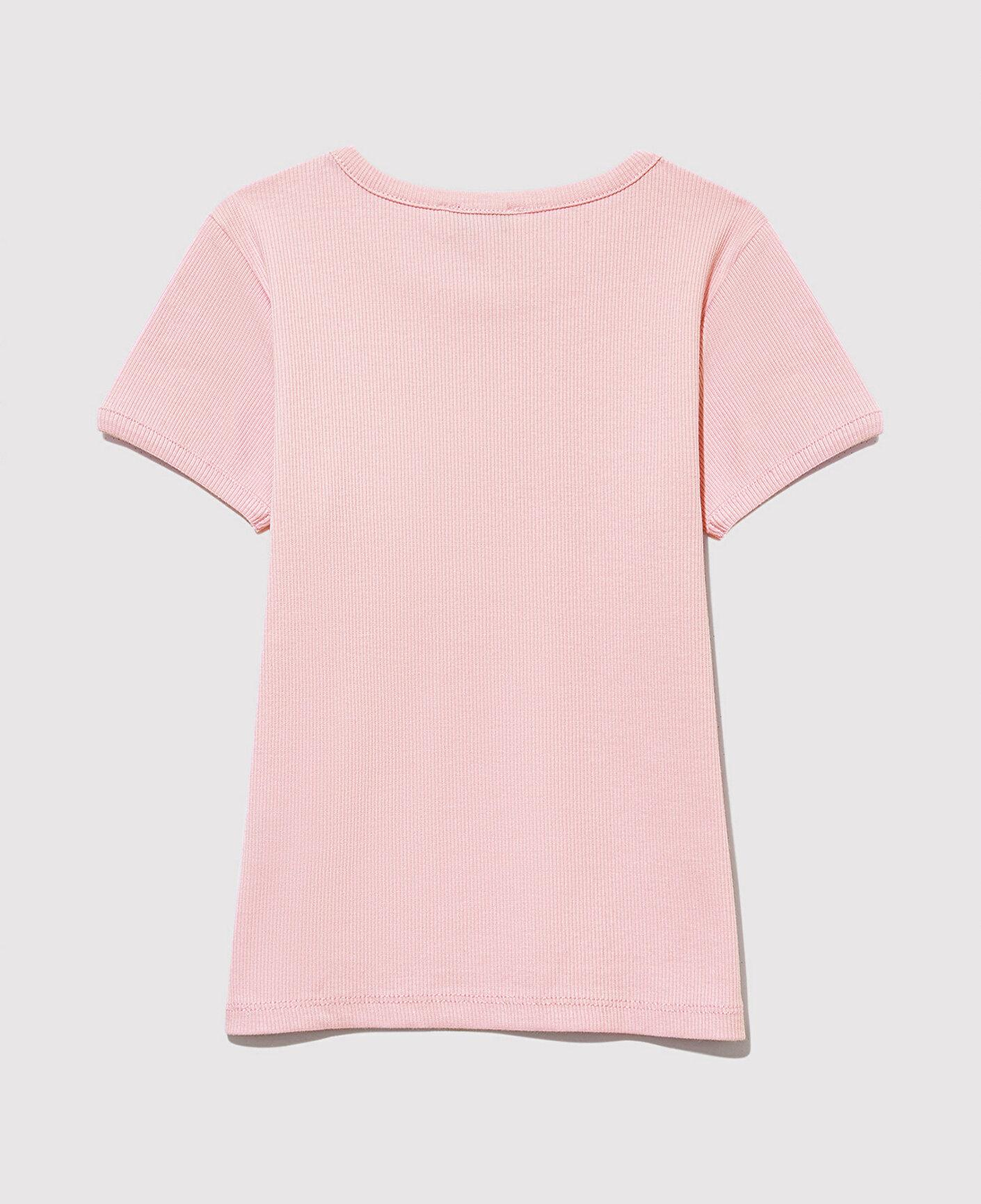 Mavi Fitilli Pembe Basic Tişört Fitted / Vücuda Oturan Kesim 7610260-86953