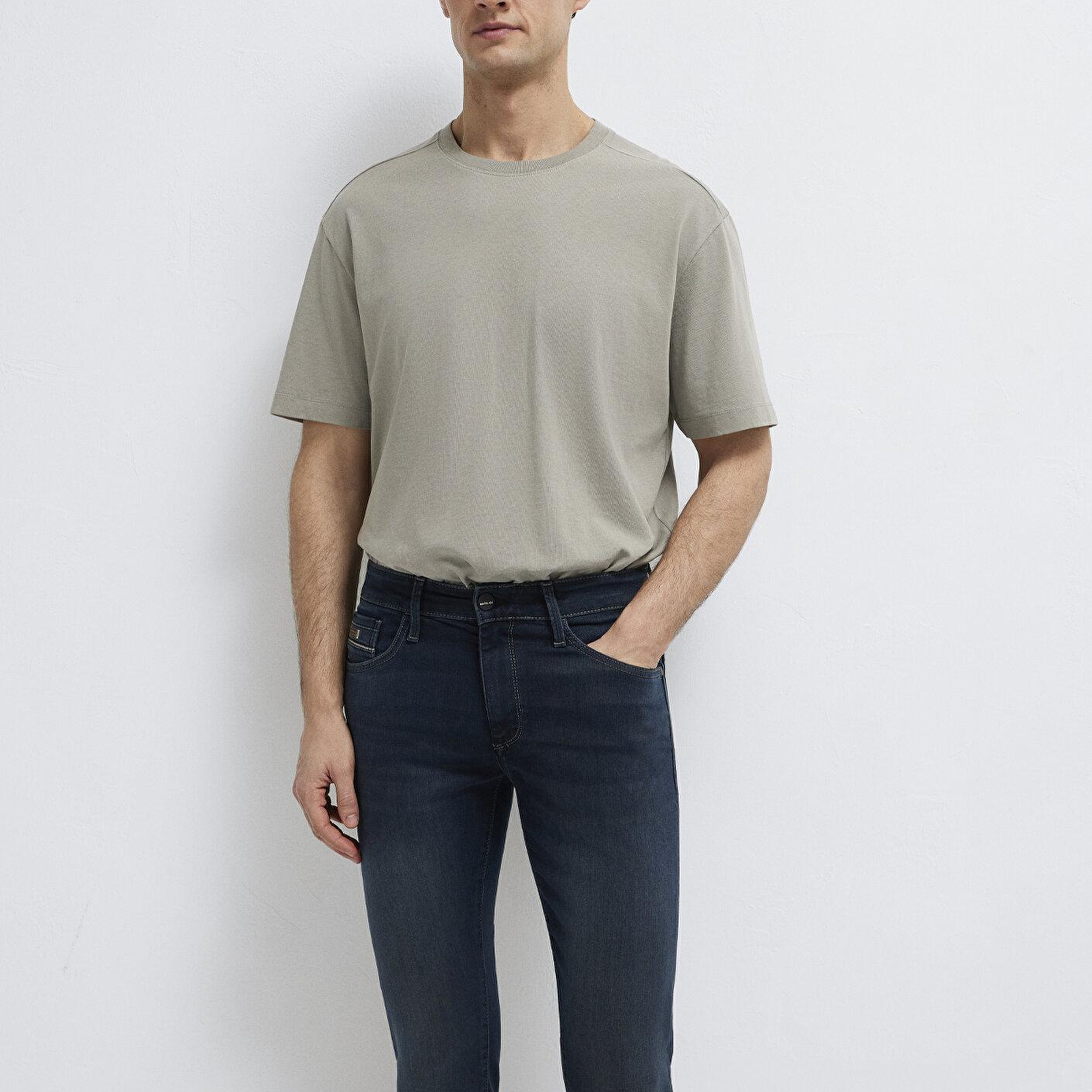 Mavi Gri Basic Tişört Loose Fit / Bol Rahat Kesim 0613466-70352