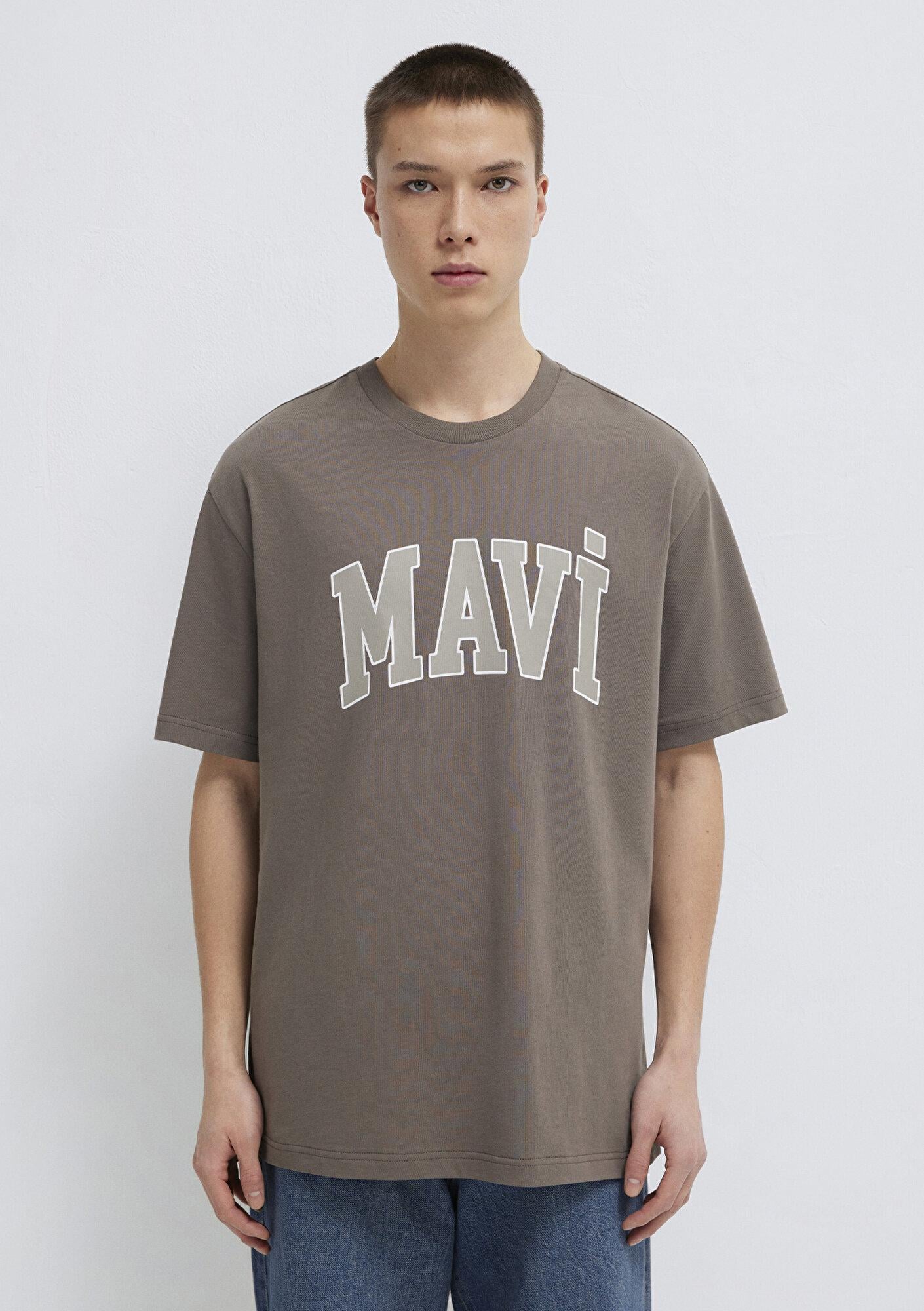 Mavi Mavi Logo Baskılı Kahverengi Tişört Loose Fit / Bol Rahat Kesim 0611711-91601