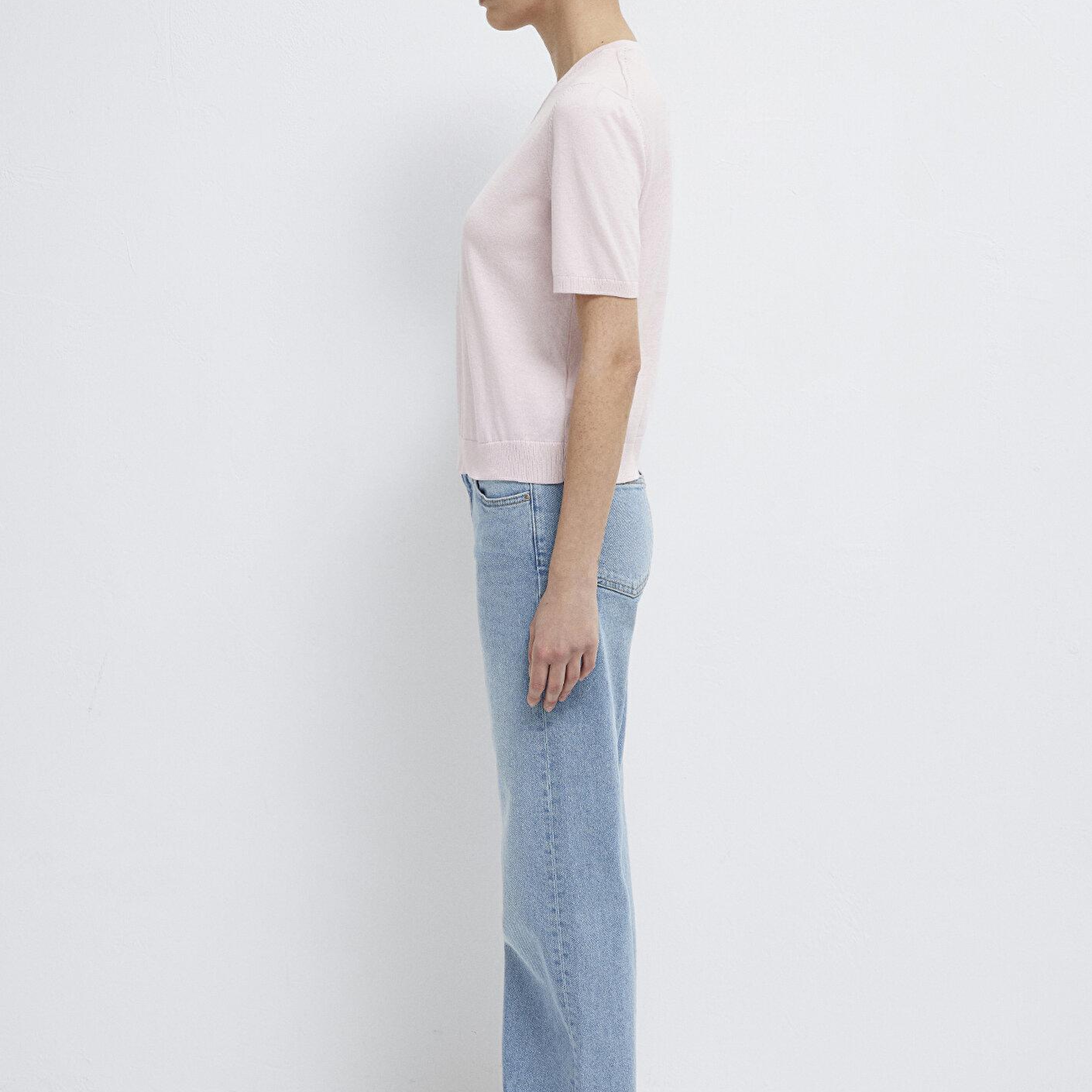 Mavi V Yaka Pembe Triko Regular Fit / Normal Kesim 1710868-70969