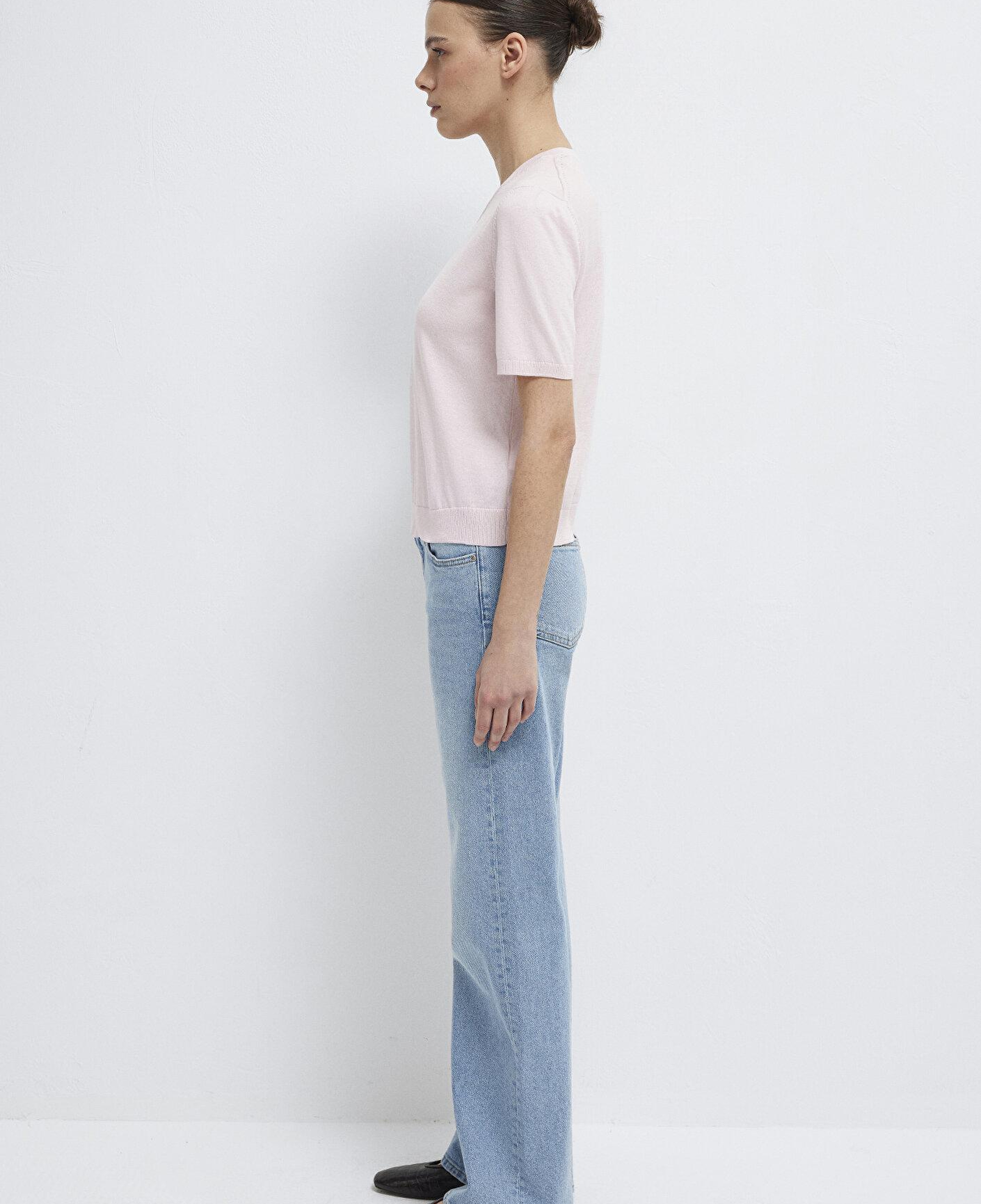 Mavi V Yaka Pembe Triko Regular Fit / Normal Kesim 1710868-70969