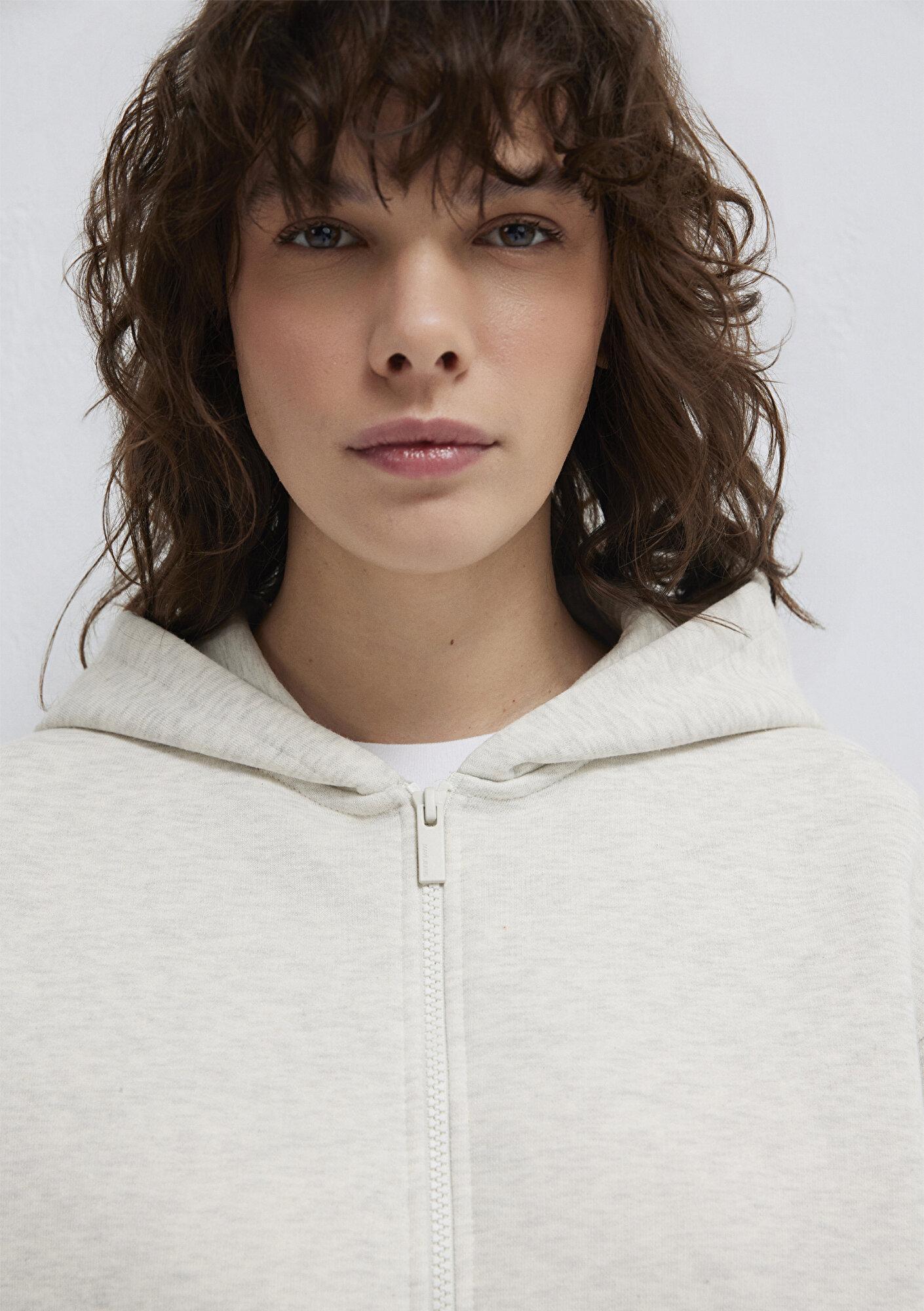 Mavi Mavi Logo Nakış Detaylı Kapüşonlu Bej Sweatshirt 1S10532-85576