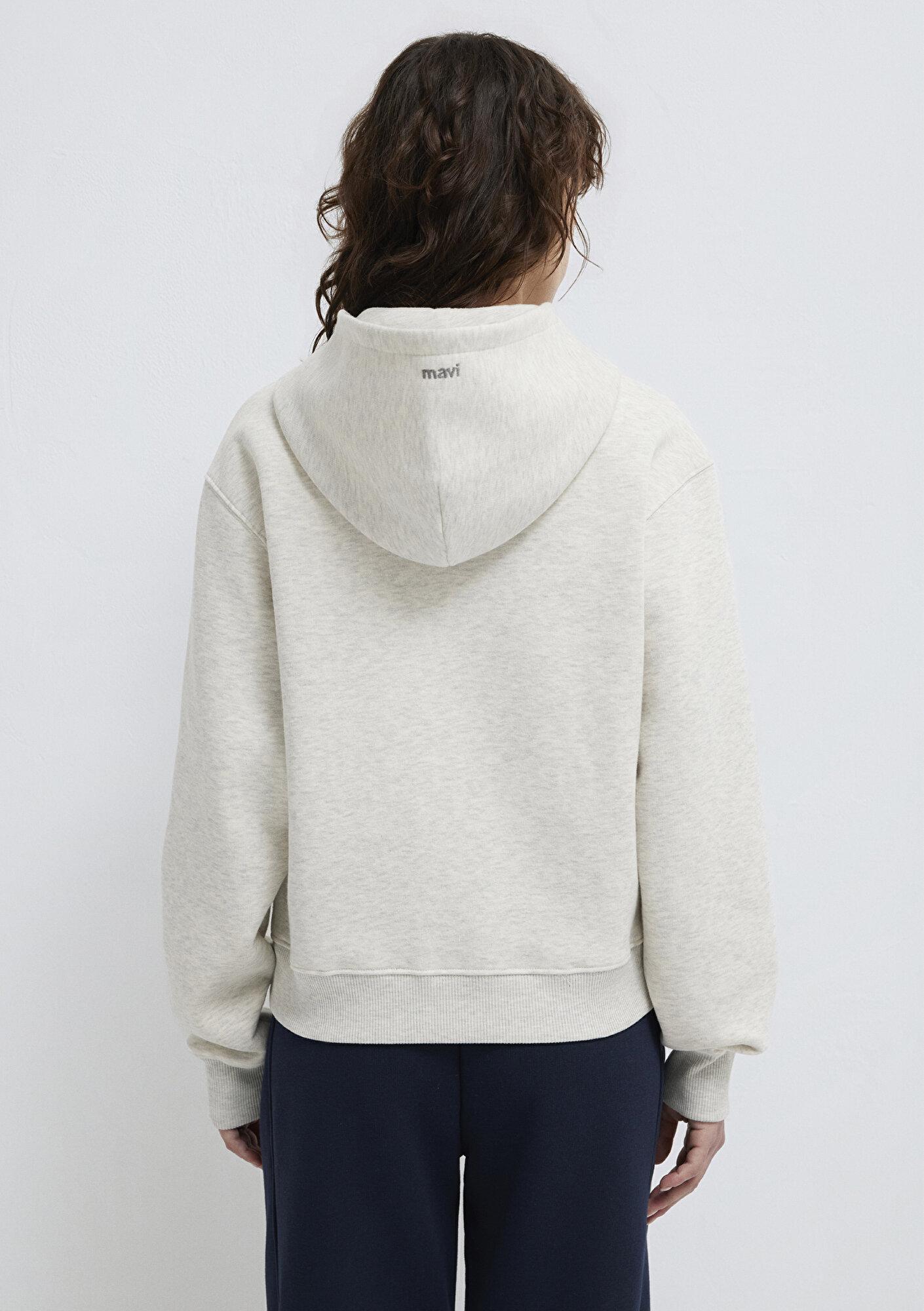 Mavi Mavi Logo Nakış Detaylı Kapüşonlu Bej Sweatshirt 1S10532-85576