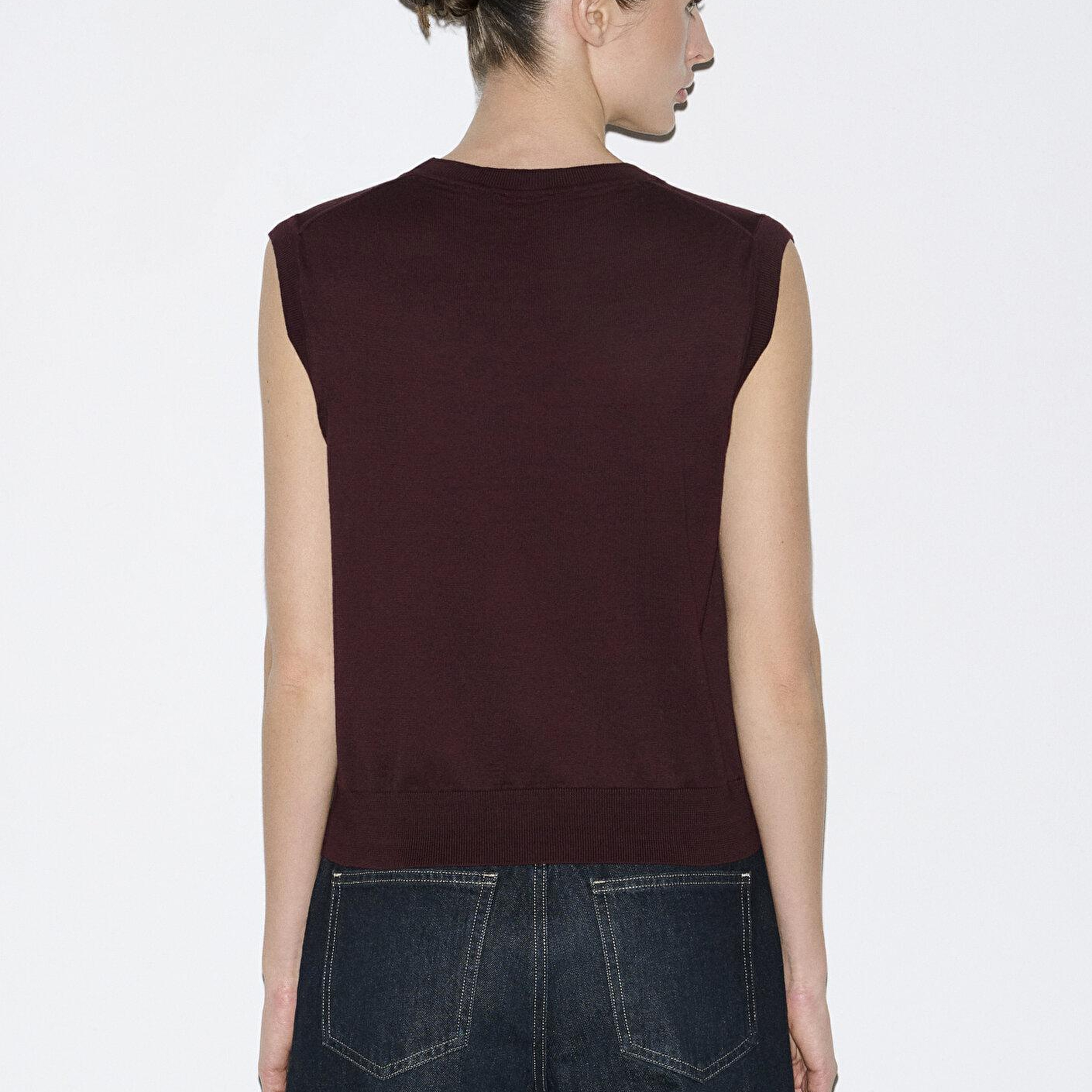 Mavi Bisiklet Yaka Bordo Triko Süveter Slim Fit / Dar Kesim 1710866-70223