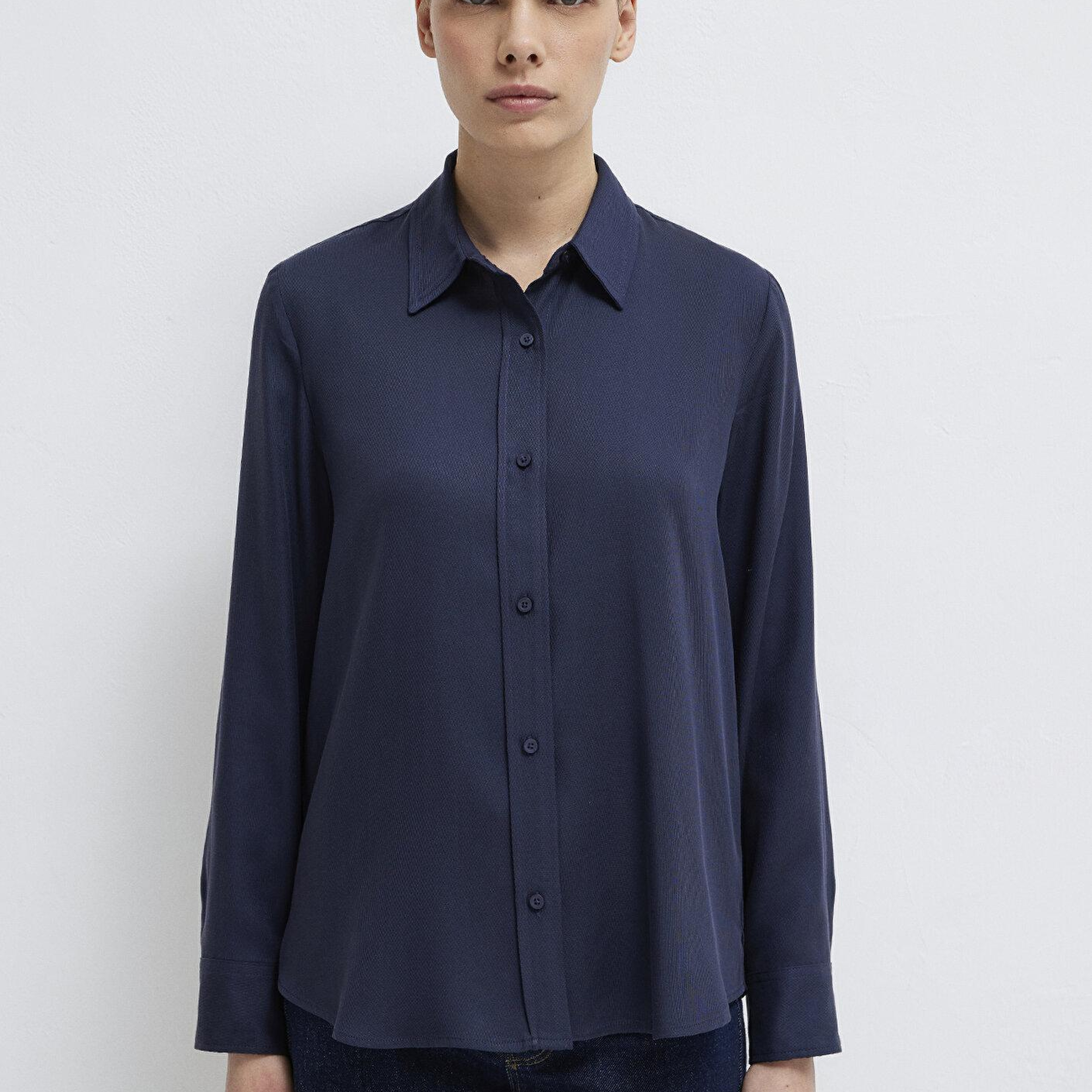 Mavi Lacivert (TENCEL™) Liyosel Gömlek Regular Fit / Normal Kesim 1211506-70487