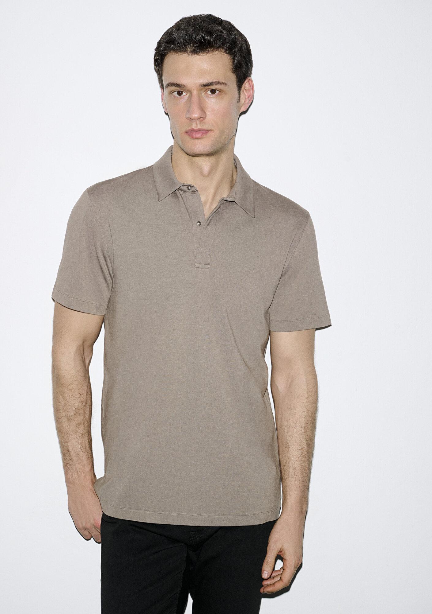 Mavi Hafif ve Esnek Kahverengi Travel Polo Tişört Regular Fit / Normal Kesim 0613225-70352