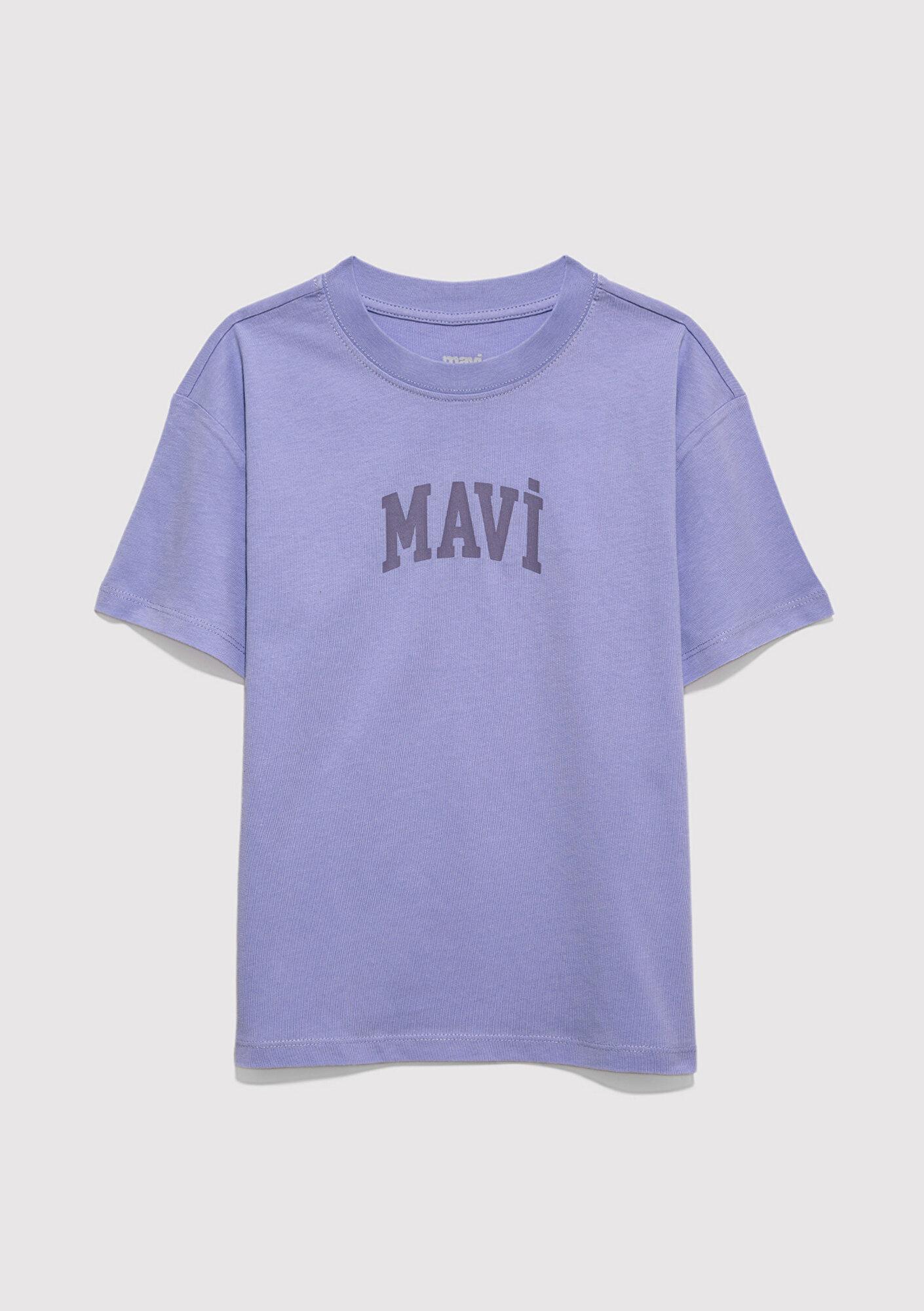 Mavi Mavi Baskılı Mor Tişört Loose Fit / Bol Rahat Kesim 7610467-70545