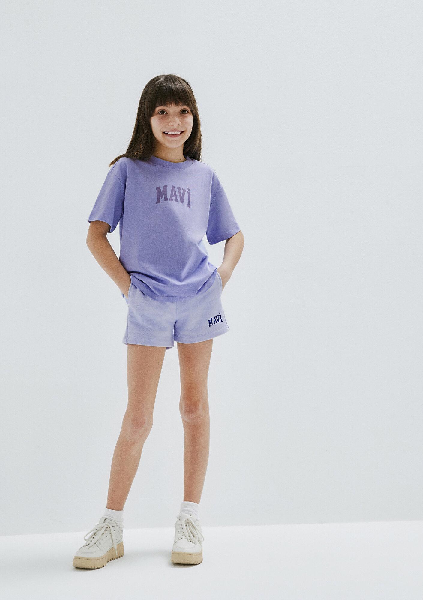 Mavi Mavi Baskılı Mor Tişört Loose Fit / Bol Rahat Kesim 7610467-70545