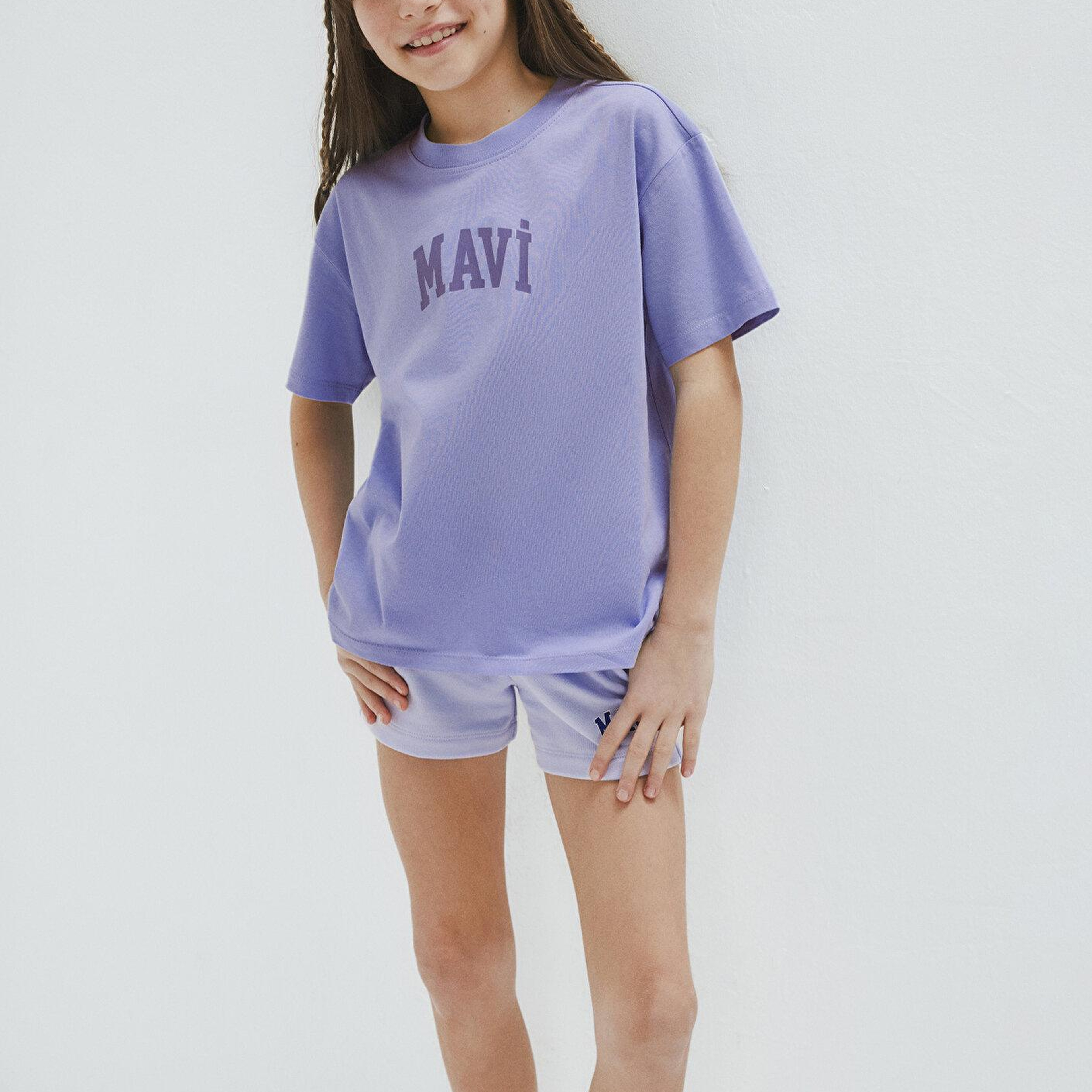Mavi Mavi Baskılı Mor Tişört Loose Fit / Bol Rahat Kesim 7610467-70545