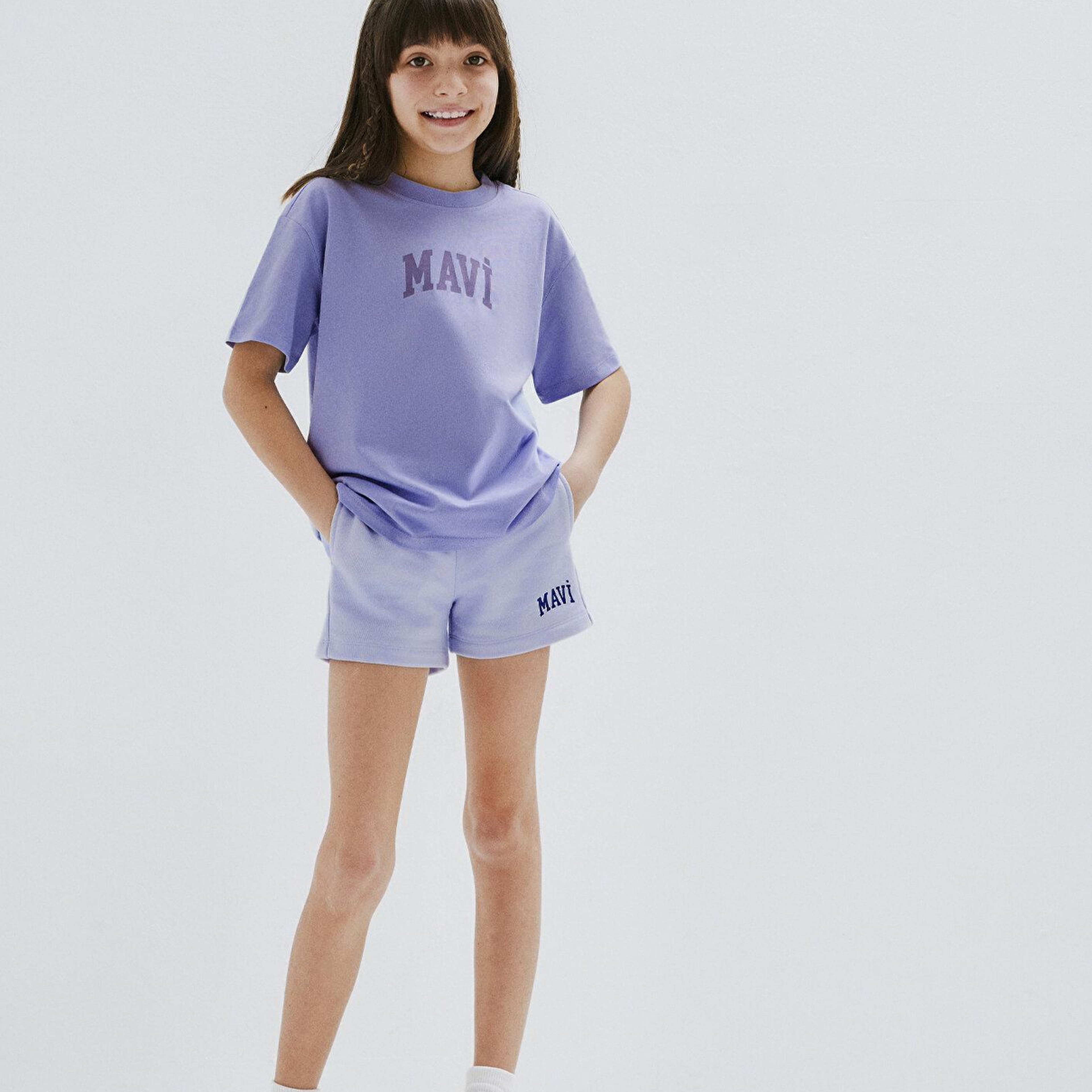 Mavi Mavi Baskılı Mor Tişört Loose Fit / Bol Rahat Kesim 7610467-70545