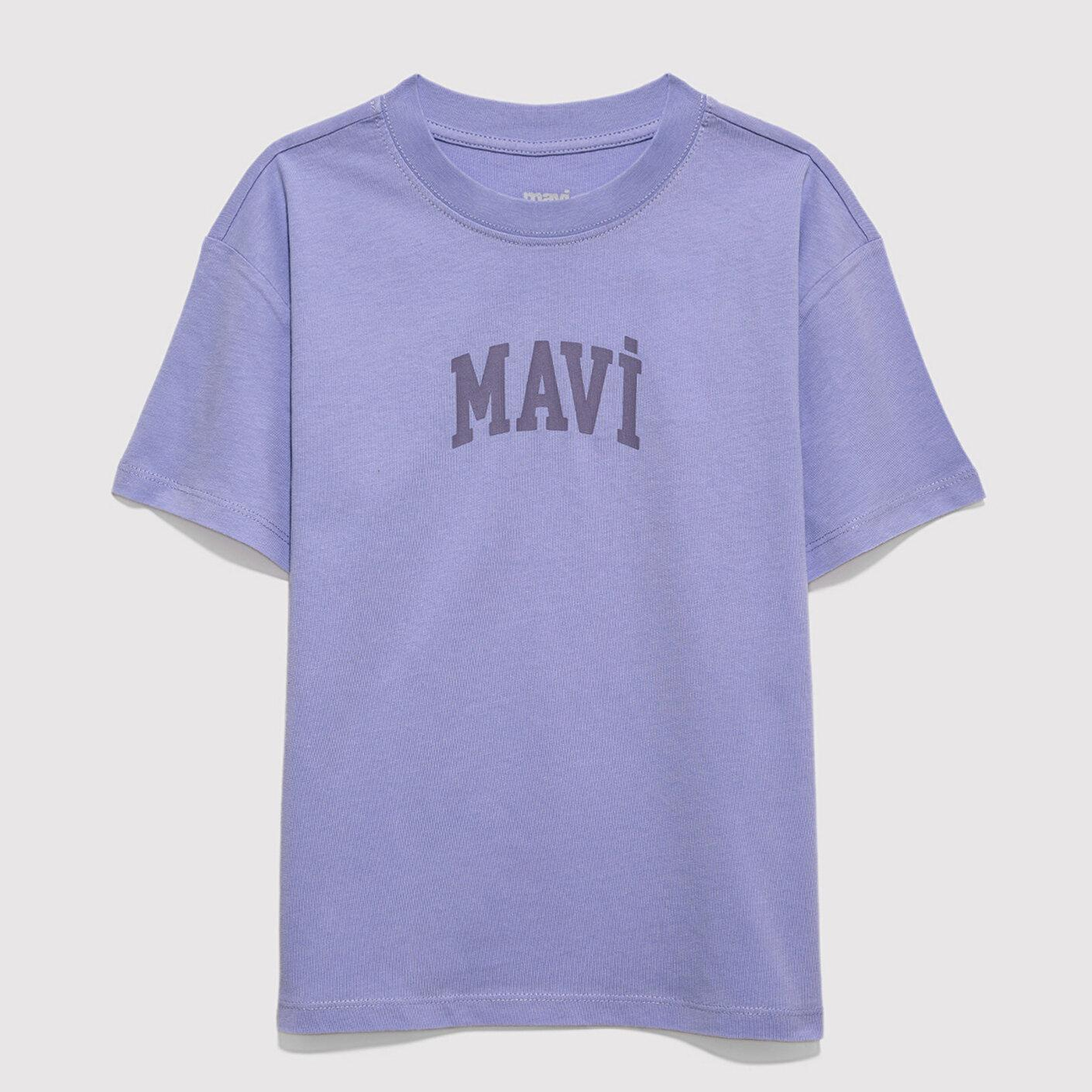 Mavi Mavi Baskılı Mor Tişört Loose Fit / Bol Rahat Kesim 7610467-70545