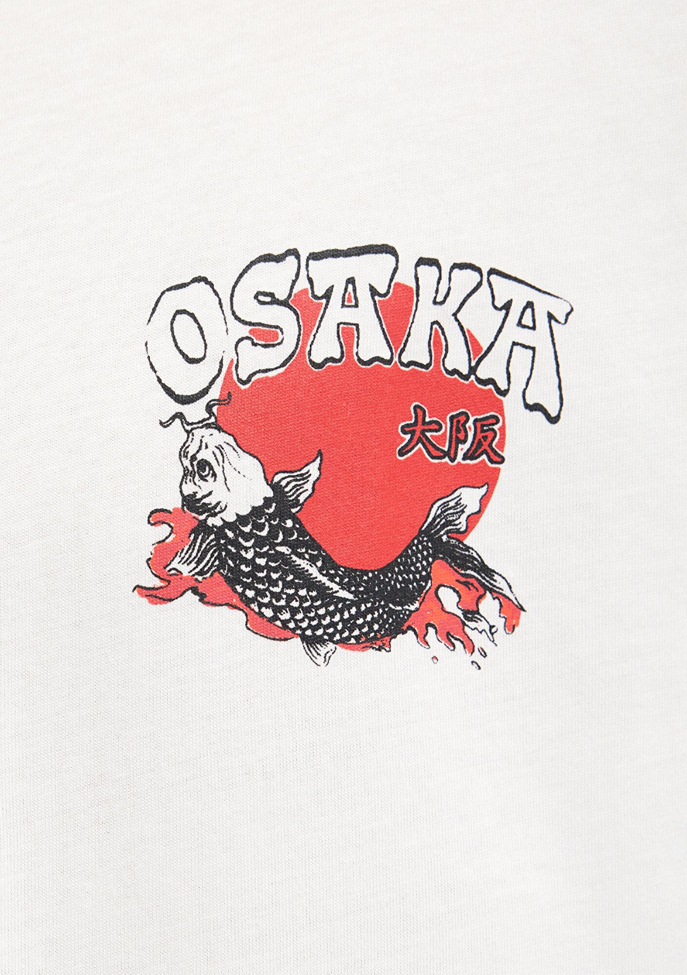 Mavi Osaka Baskılı Ekru Tişört Loose Fit / Bol Rahat Kesim 0613298-80194