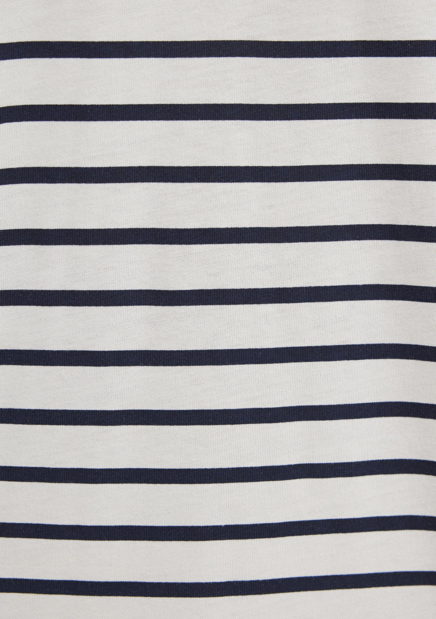 Mavi Lacivert Çizgili Ekru Tişört Loose Fit / Bol Rahat Kesim 0613274-30651
