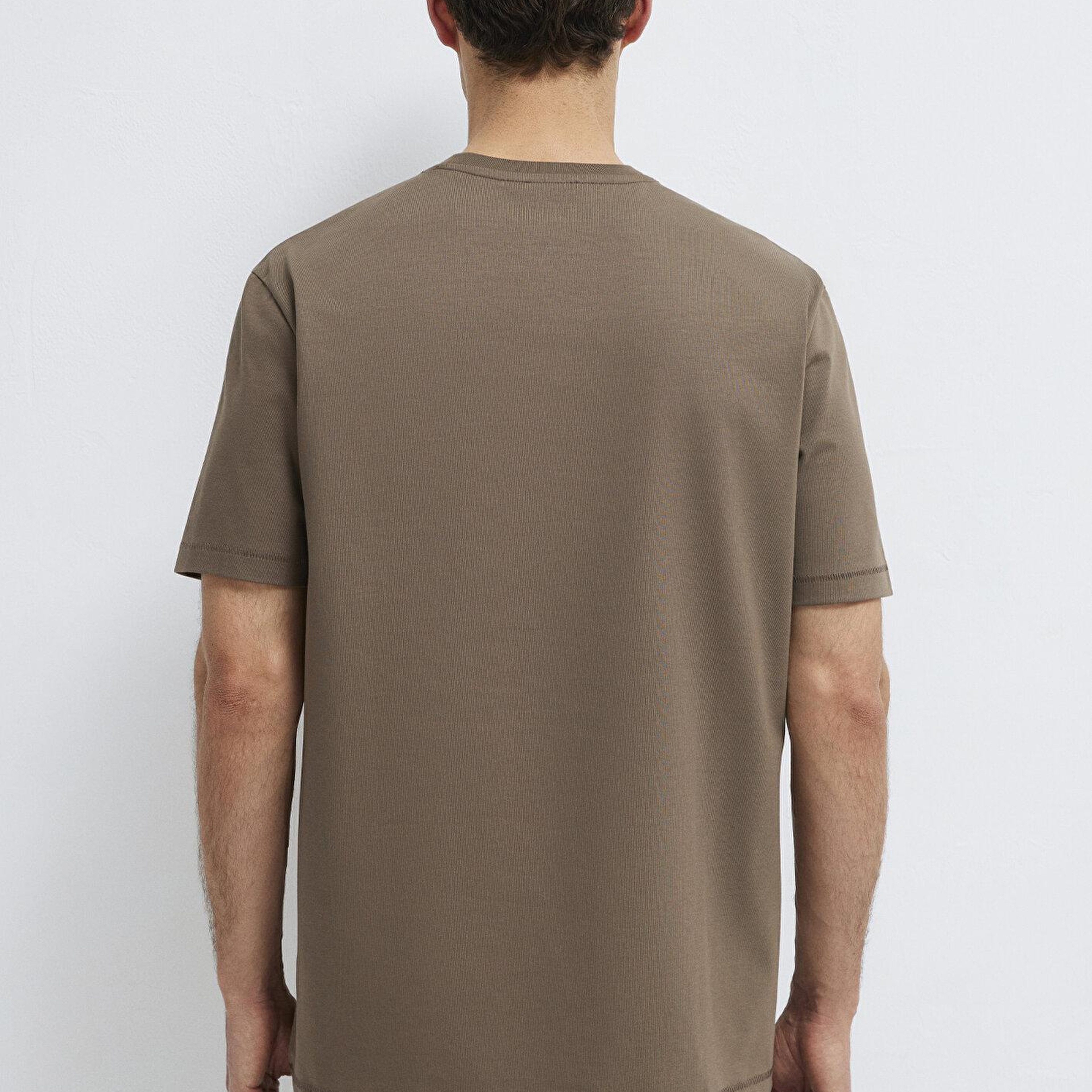 Mavi Kahverengi Basic Tişört Loose Fit / Bol Rahat Kesim 0612269-83866