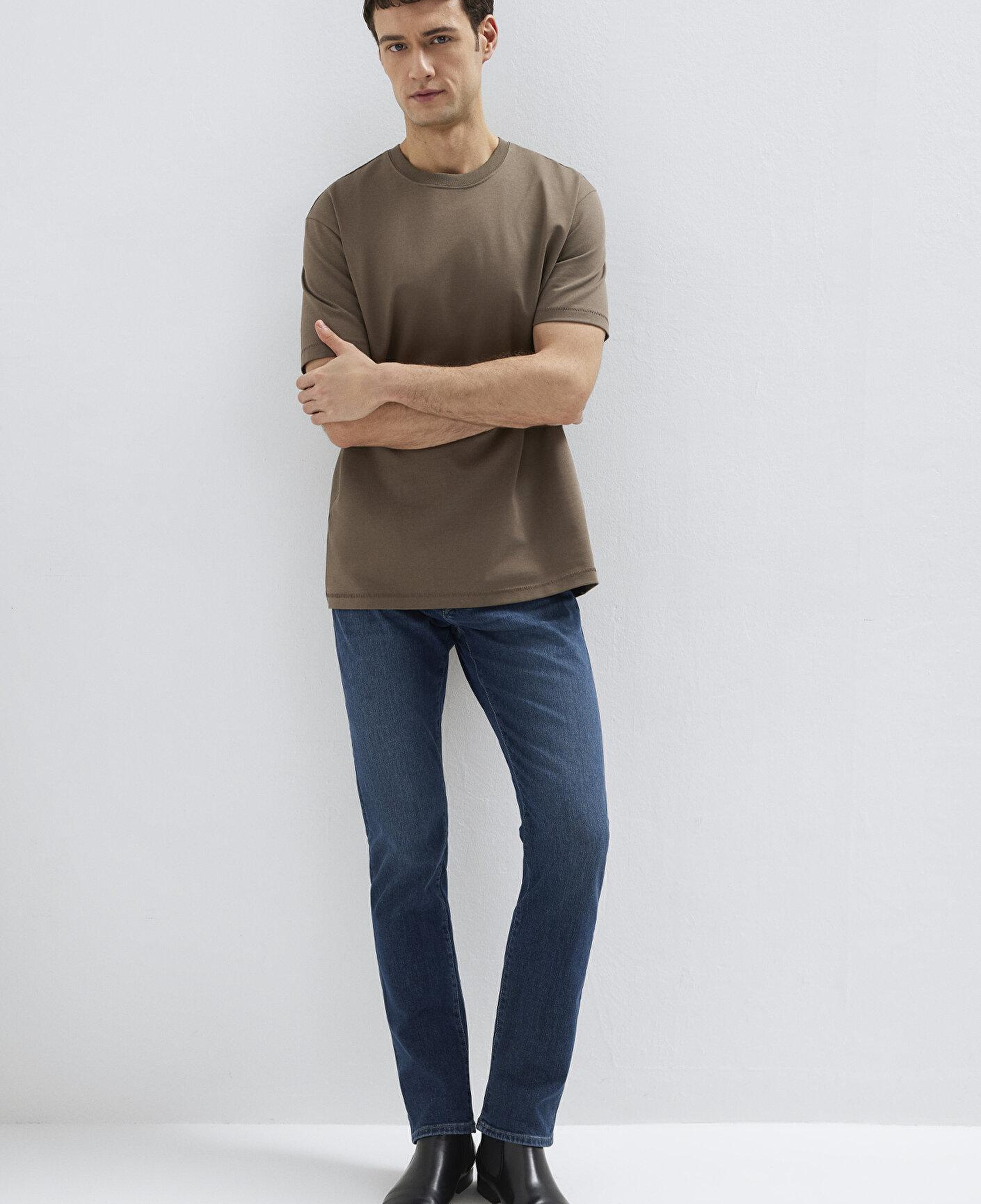 Mavi Kahverengi Basic Tişört Loose Fit / Bol Rahat Kesim 0612269-83866