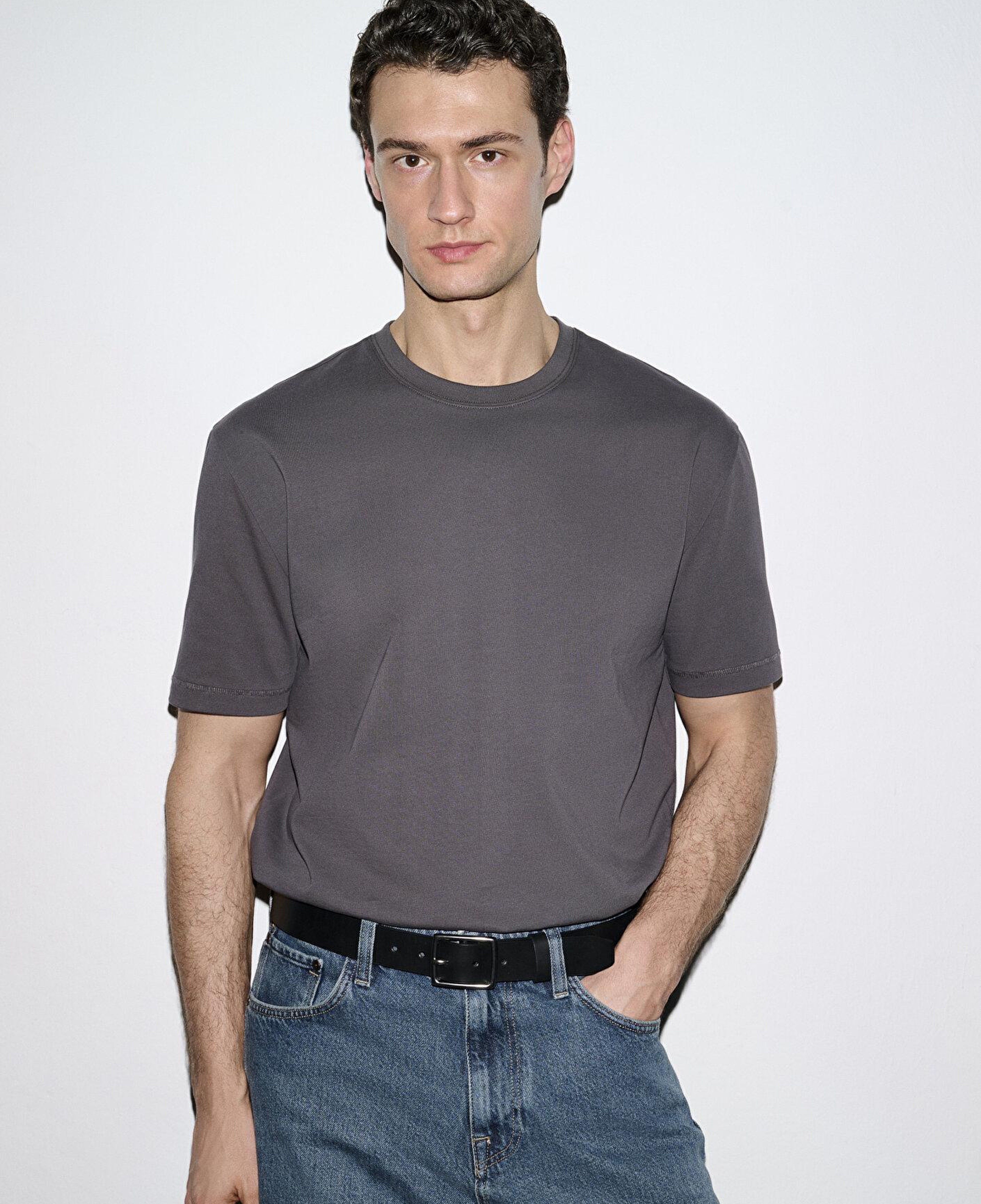Mavi Gri Basic Tişört Loose Fit / Bol Rahat Kesim 0612269-70101