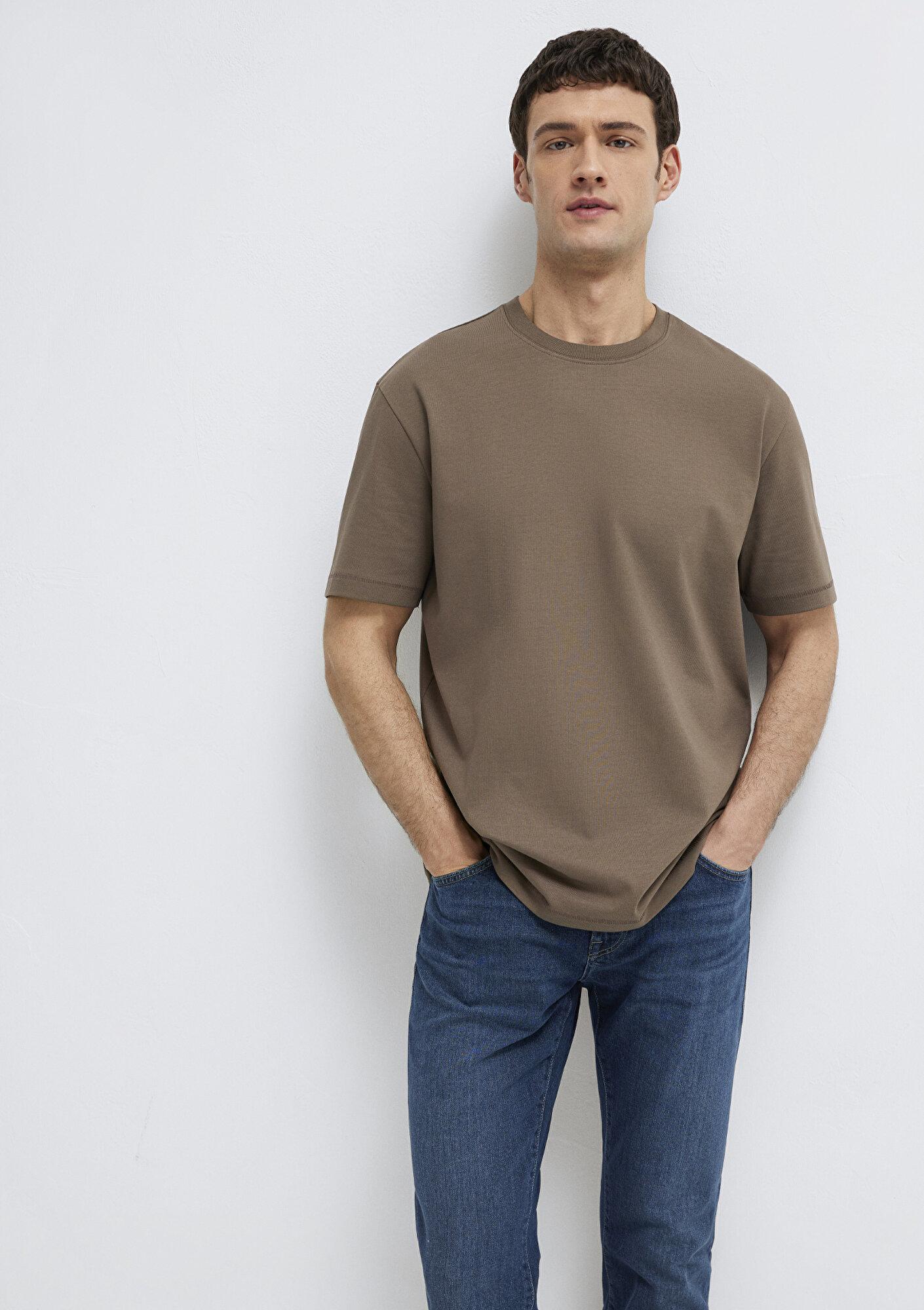 Mavi Kahverengi Basic Tişört Loose Fit / Bol Rahat Kesim 0612269-83866