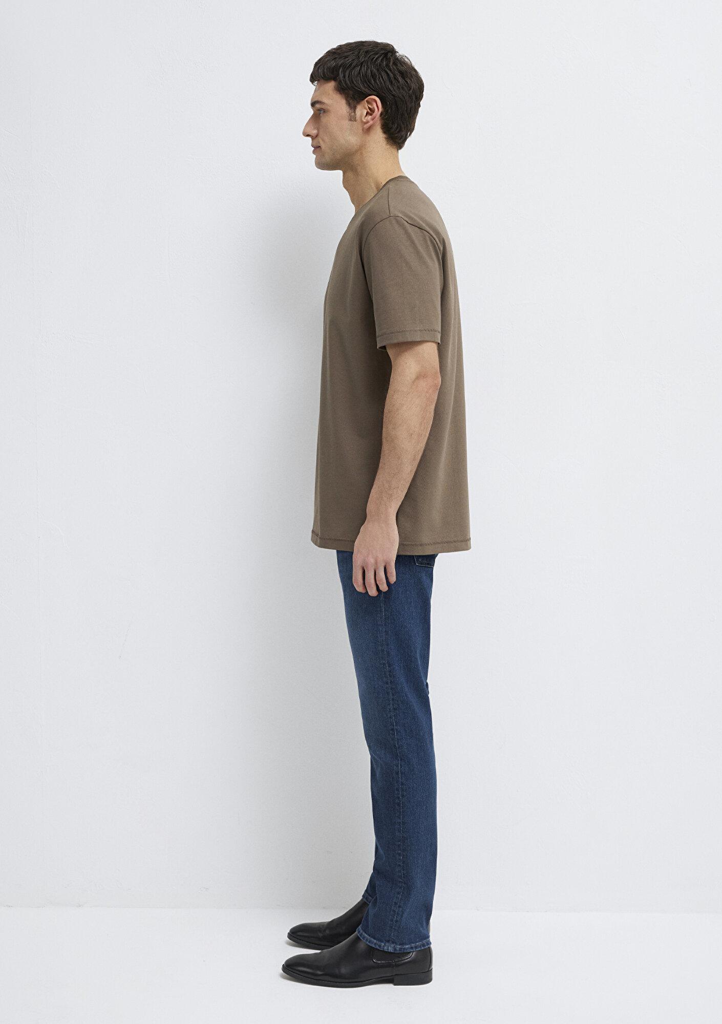 Mavi Kahverengi Basic Tişört Loose Fit / Bol Rahat Kesim 0612269-83866