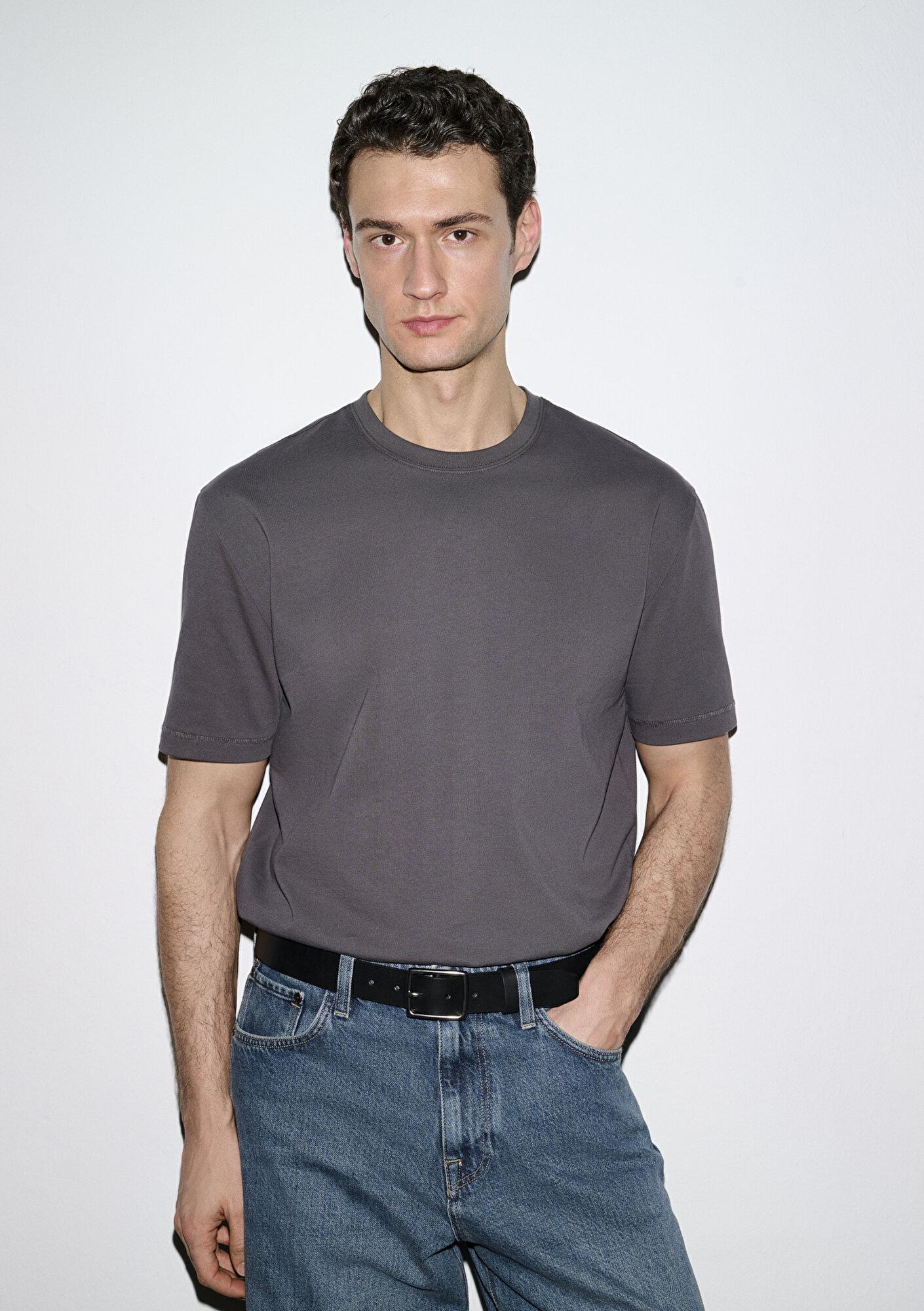 Mavi Gri Basic Tişört Loose Fit / Bol Rahat Kesim 0612269-70101