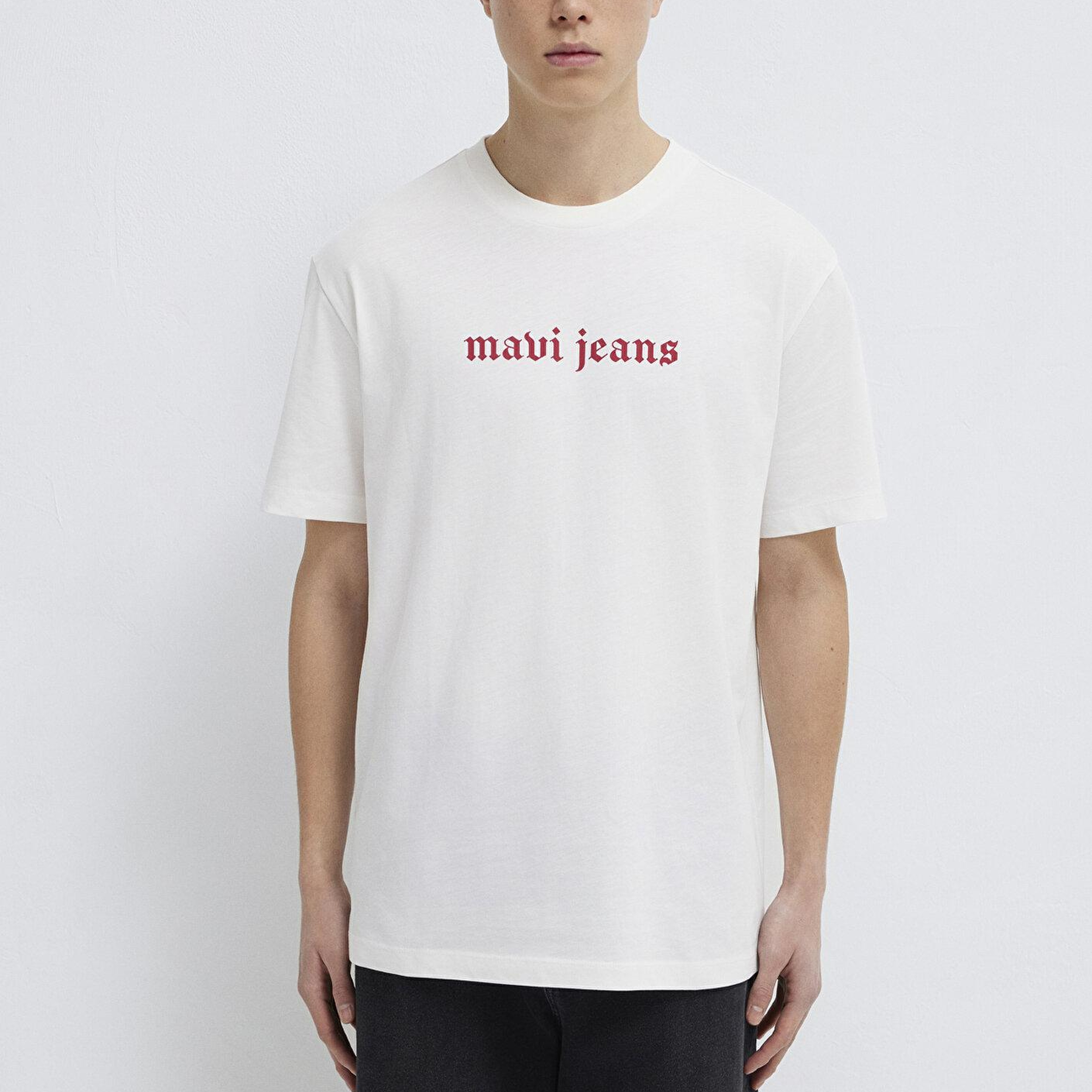 Mavi Mavi Jeans Baskılı Ekru Tişört Loose Fit / Bol Rahat Kesim 0613201-70057