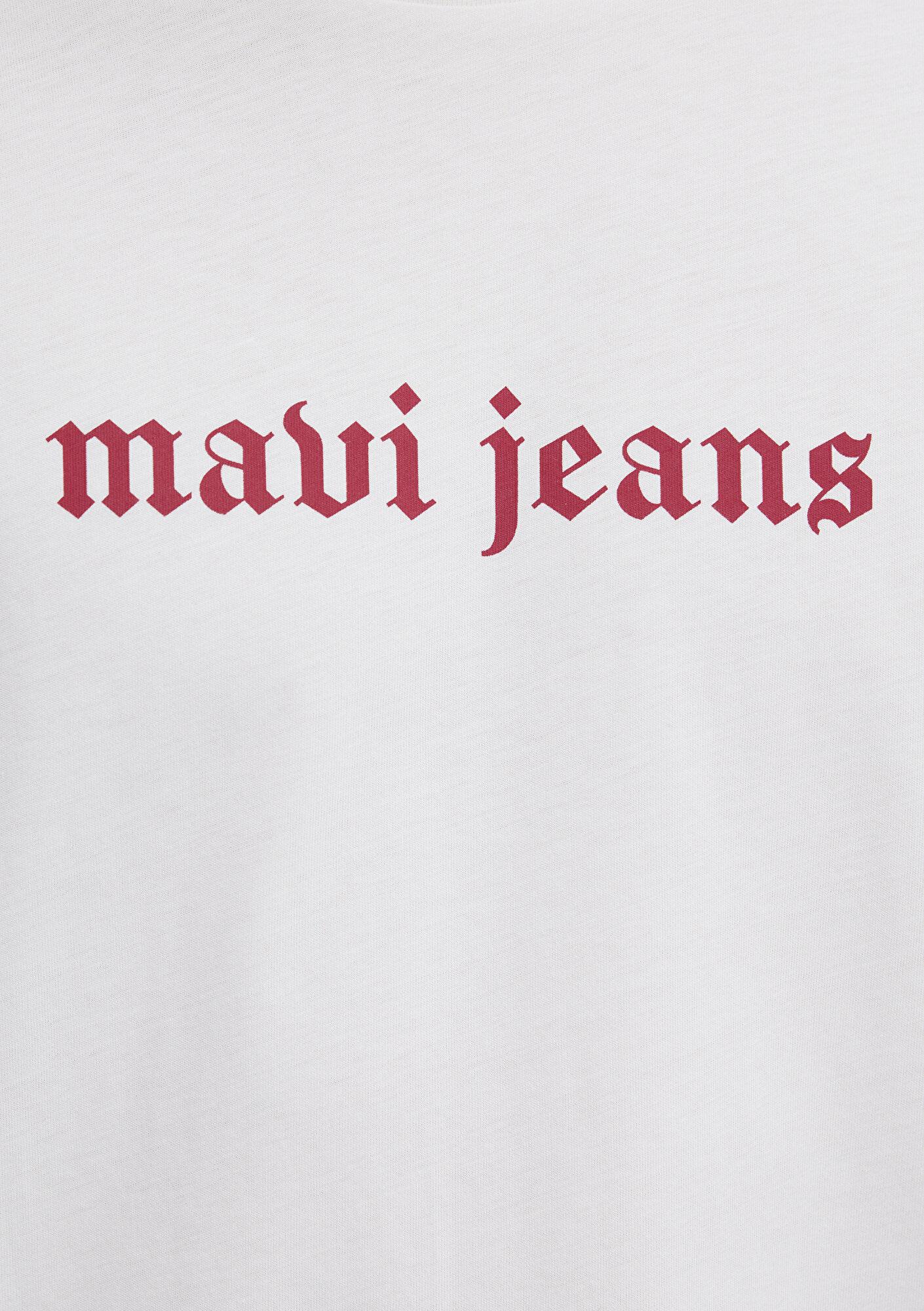 Mavi Mavi Jeans Baskılı Ekru Tişört Loose Fit / Bol Rahat Kesim 0613201-70057