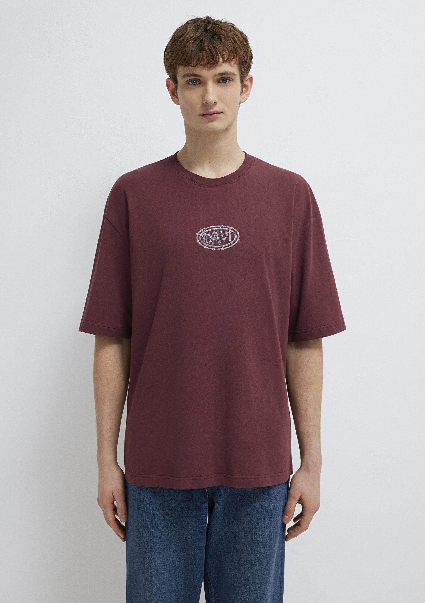 Mavi Mavi Baskılı Bordo Tişört Oversize / Geniş Kesim 0613211-70396