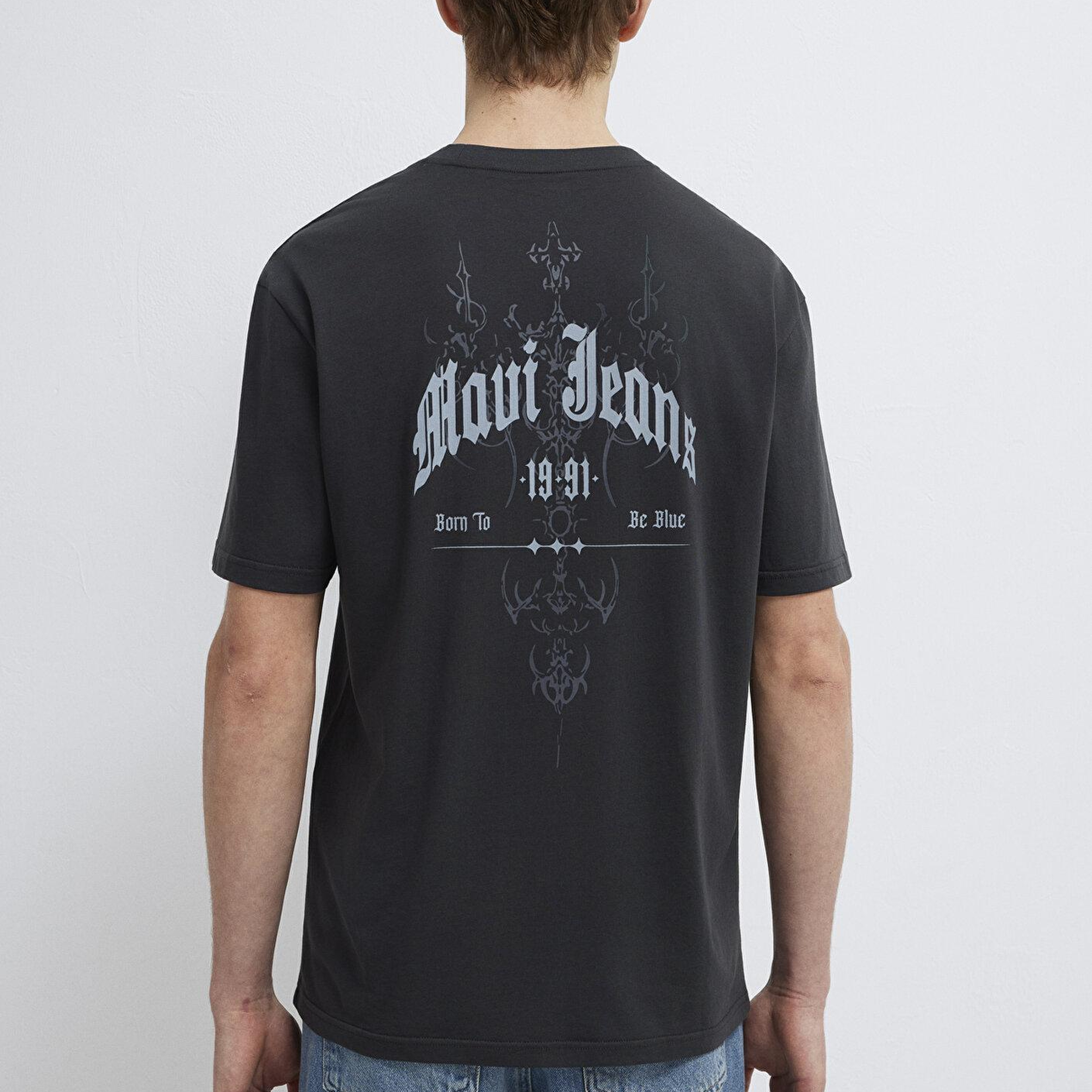 Mavi Mavi Jeans Baskılı Antrasit Tişört Loose Fit / Bol Rahat Kesim 0613212-70087