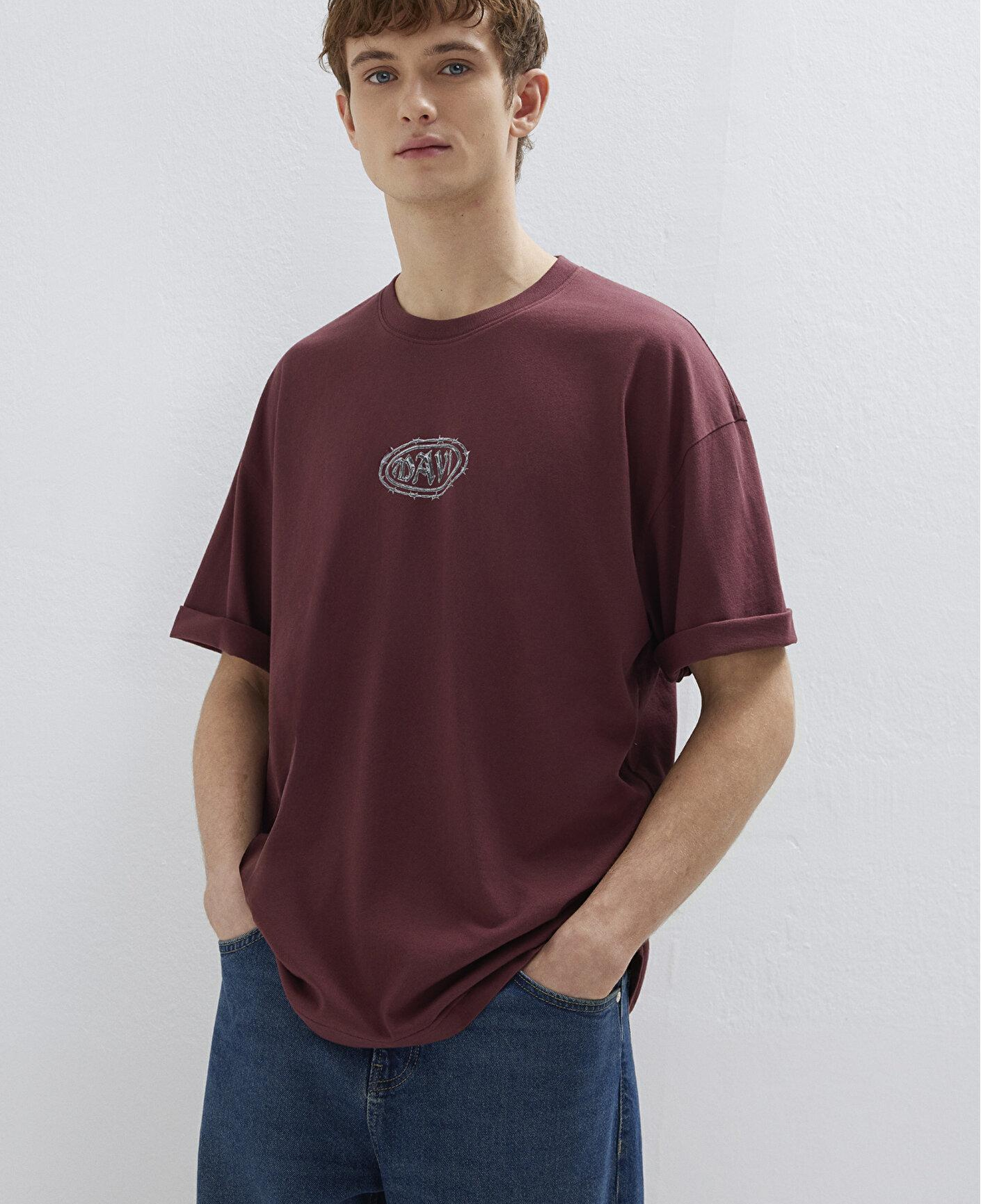 Mavi Mavi Baskılı Bordo Tişört Oversize / Geniş Kesim 0613211-70396