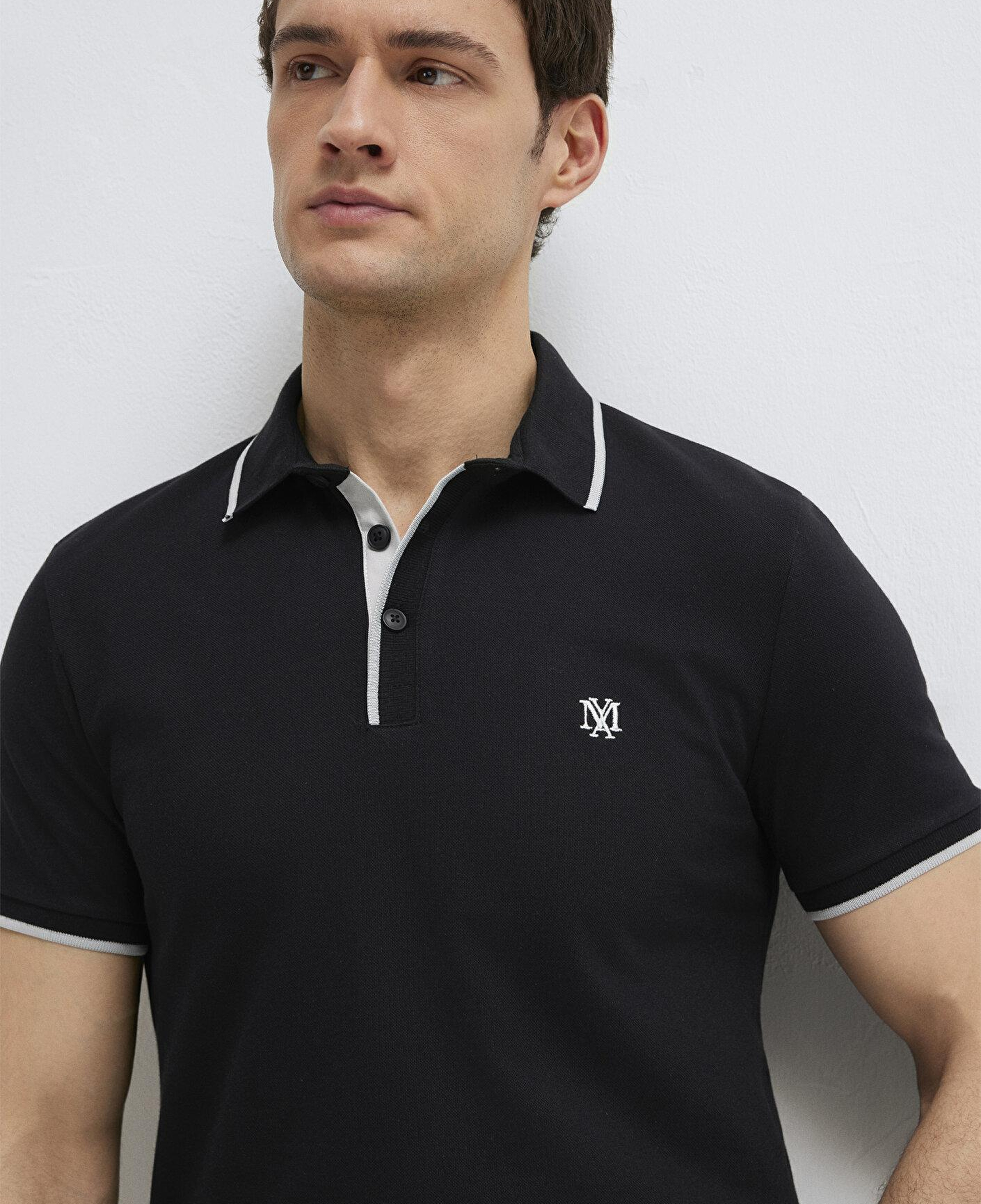 Mavi Mühür Logo Siyah Polo Tişört Fitted / Vücuda Oturan Kesim 0613266-900