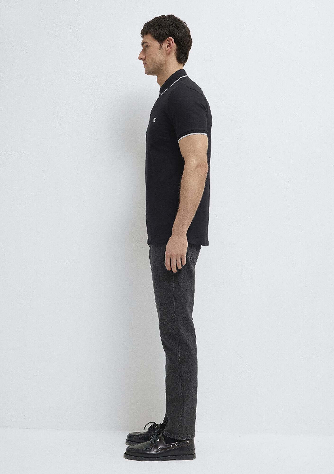 Mavi Mühür Logo Siyah Polo Tişört Fitted / Vücuda Oturan Kesim 0613266-900