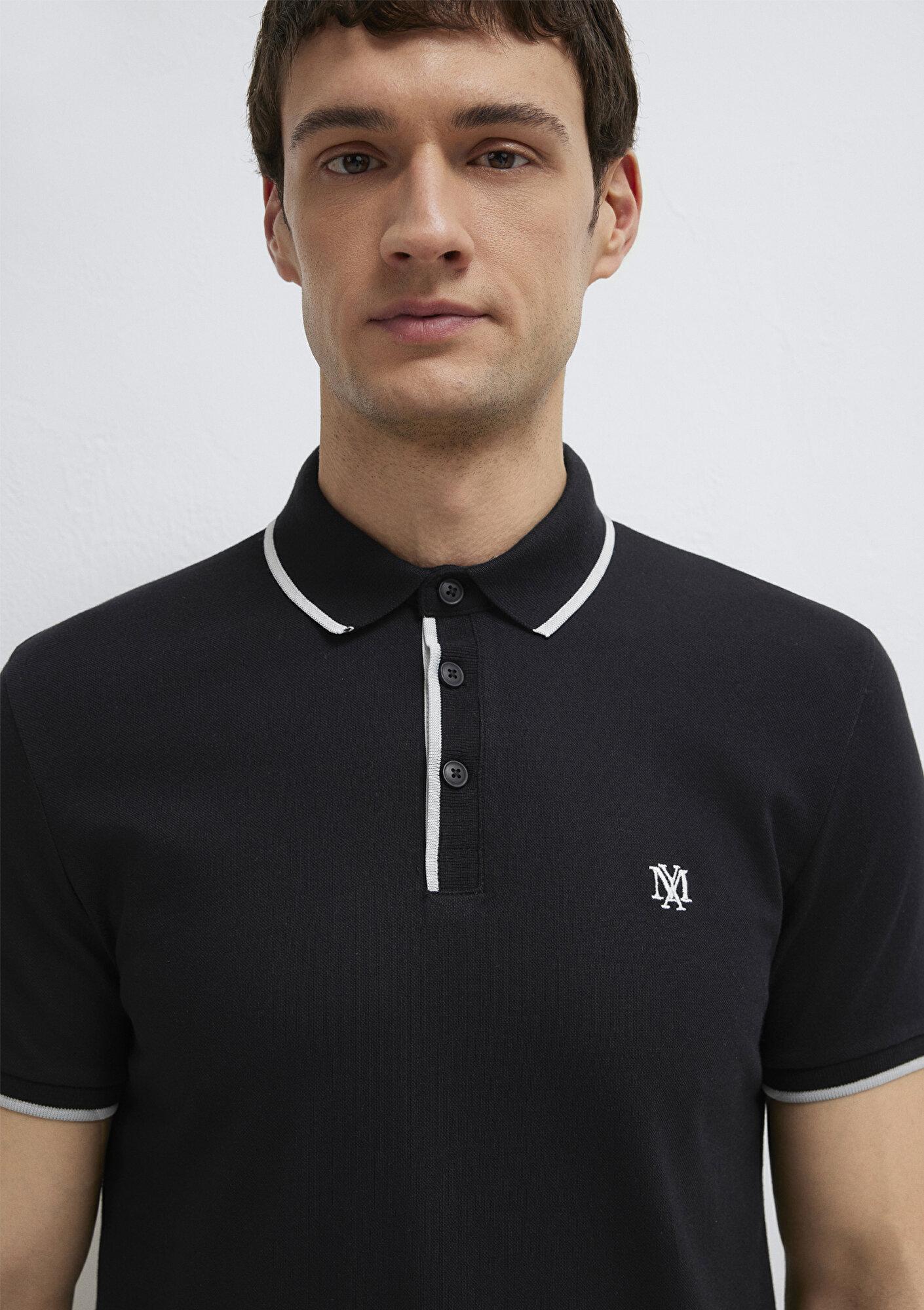 Mavi Mühür Logo Siyah Polo Tişört Fitted / Vücuda Oturan Kesim 0613266-900