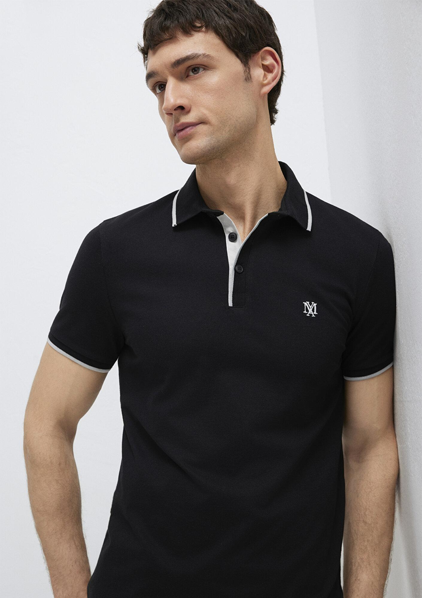 Mavi Mühür Logo Siyah Polo Tişört Fitted / Vücuda Oturan Kesim 0613266-900