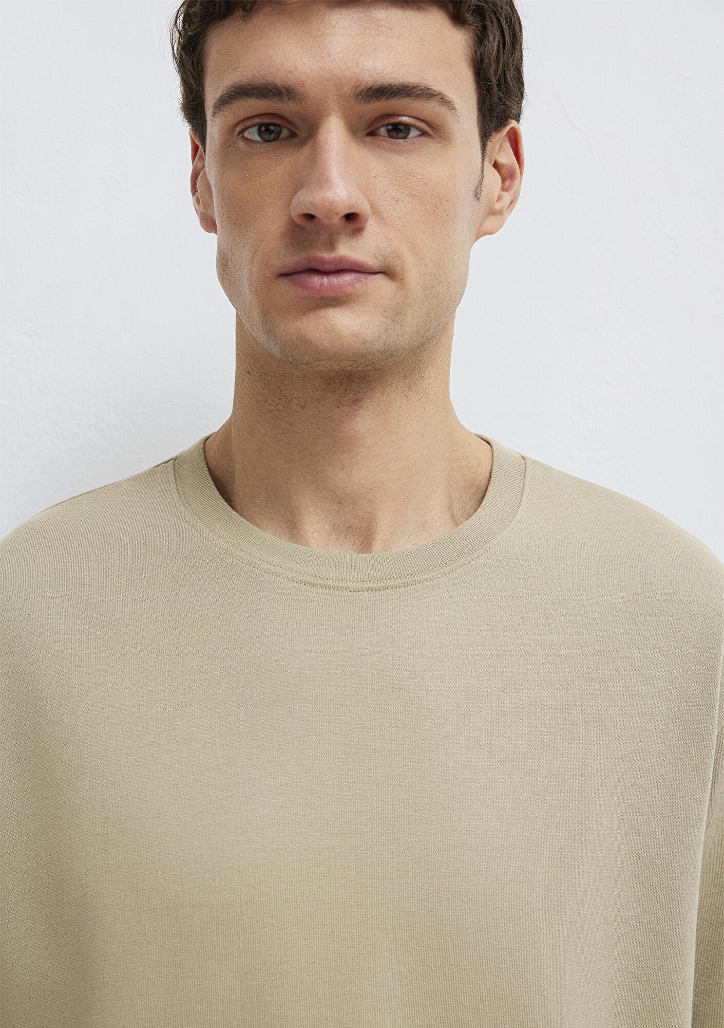 Mavi Bisiklet Yaka Bej Basic Tişört Loose Fit / Bol Rahat Kesim 0611596-70360