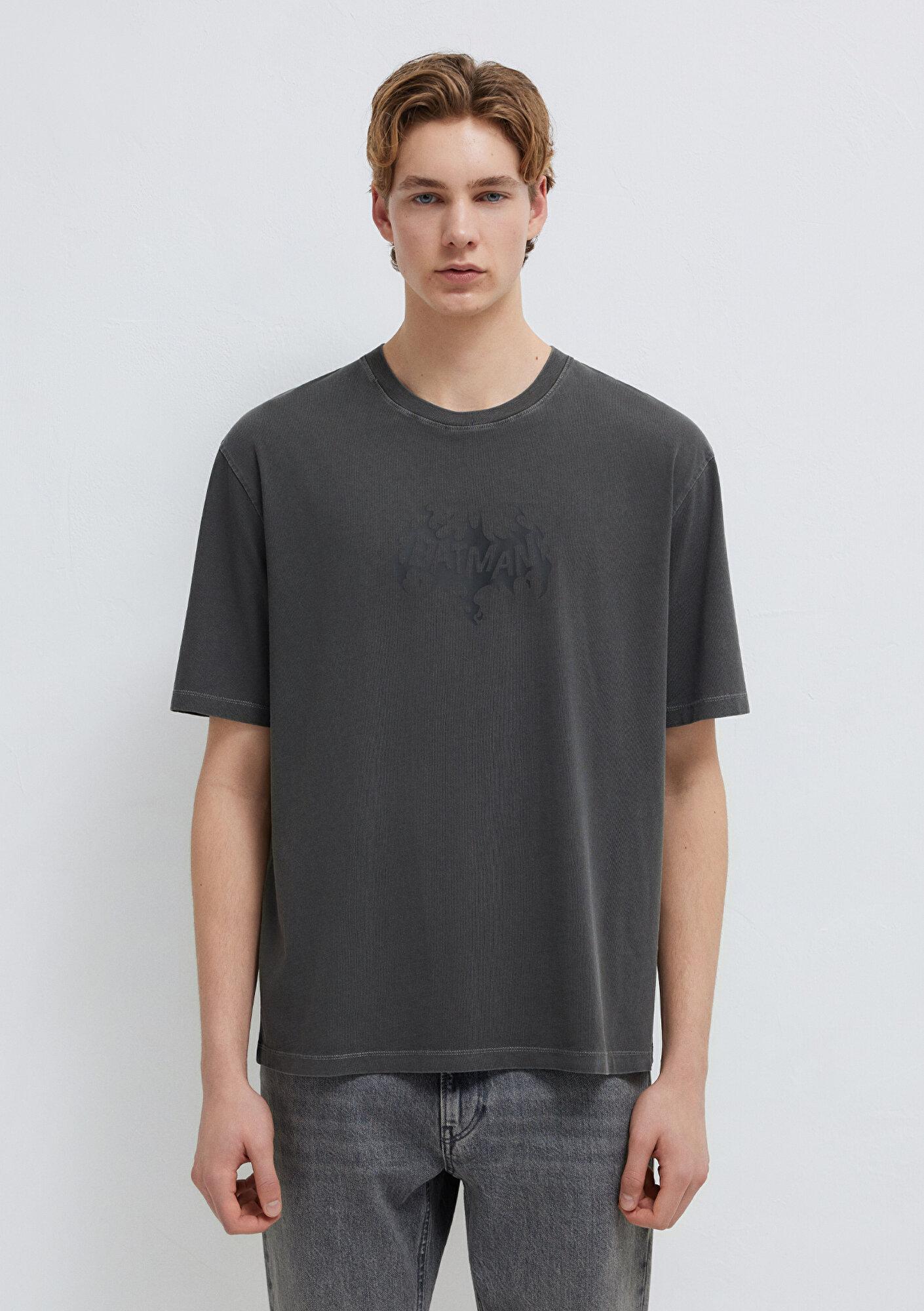 Mavi Batman Baskılı Antrasit Tişört Relaxed Fit / Rahat Kesim 0613203-900