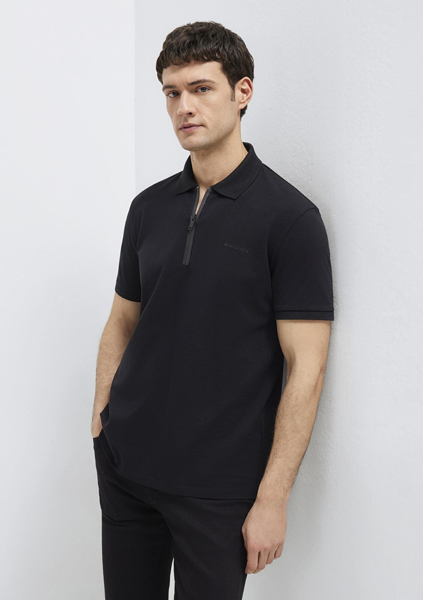 Mavi Mavi Black Fermuarlı Siyah Polo Tişört Regular Fit / Normal Kesim 0613137-900