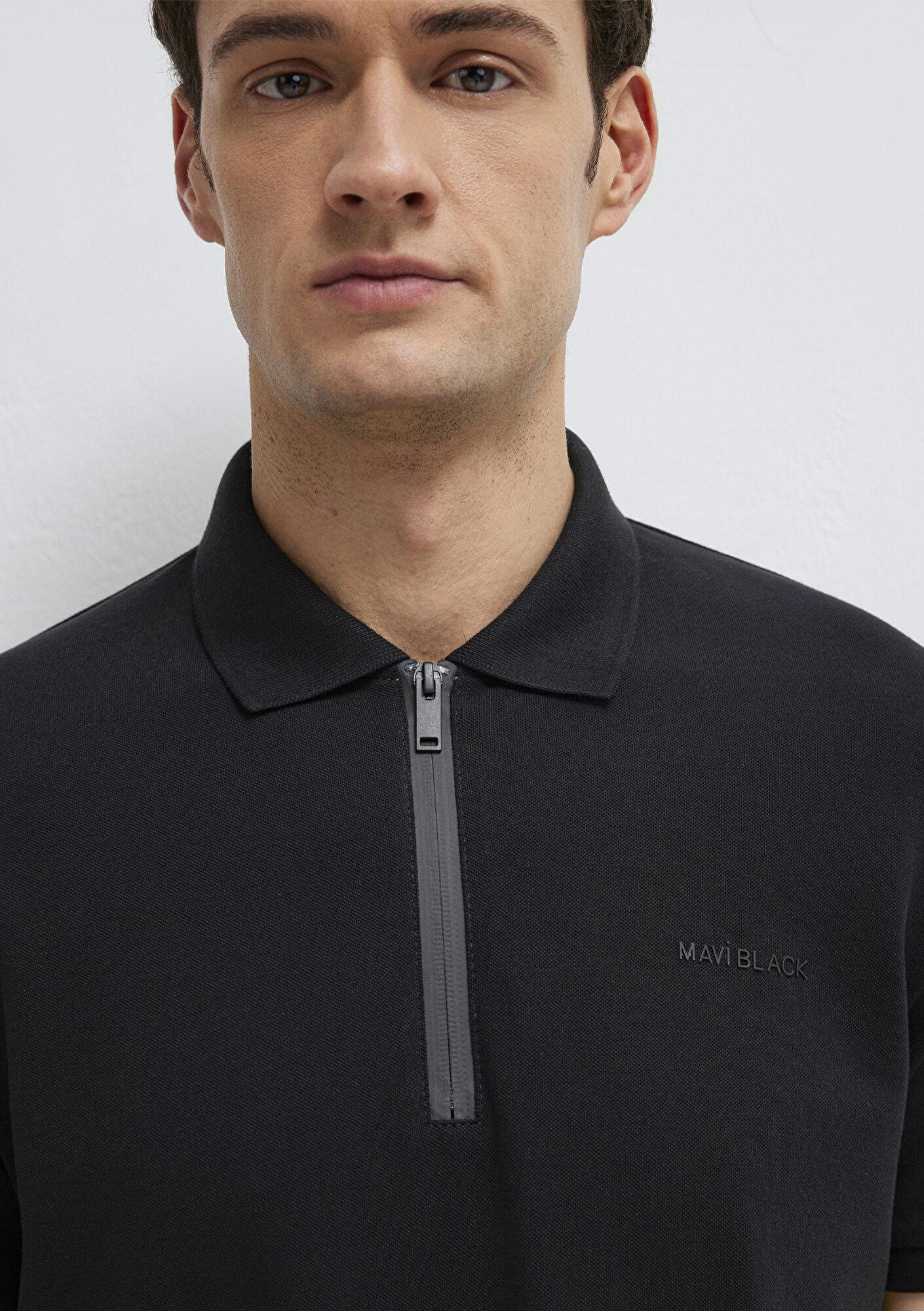 Mavi Mavi Black Fermuarlı Siyah Polo Tişört Regular Fit / Normal Kesim 0613137-900