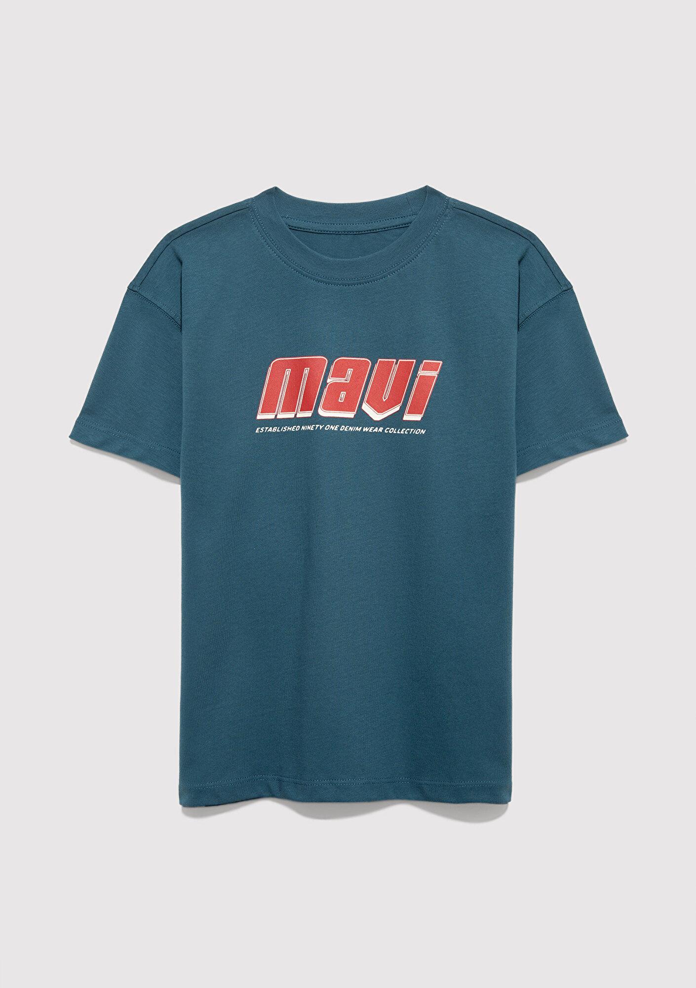 Mavi Mavi Baskılı Yeşil Tişört Loose Fit / Bol Rahat Kesim 6610412-70771