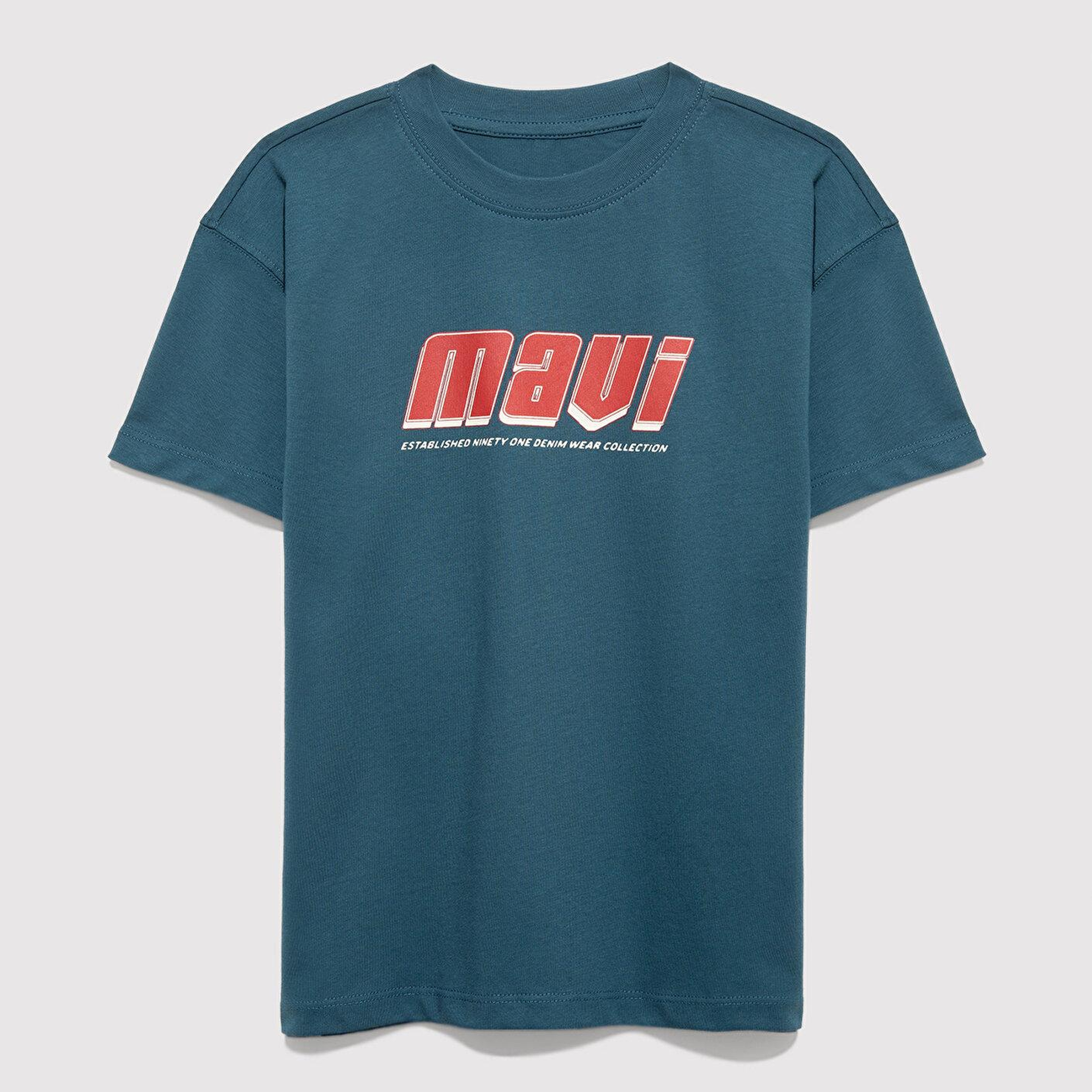 Mavi Mavi Baskılı Yeşil Tişört Loose Fit / Bol Rahat Kesim 6610412-70771