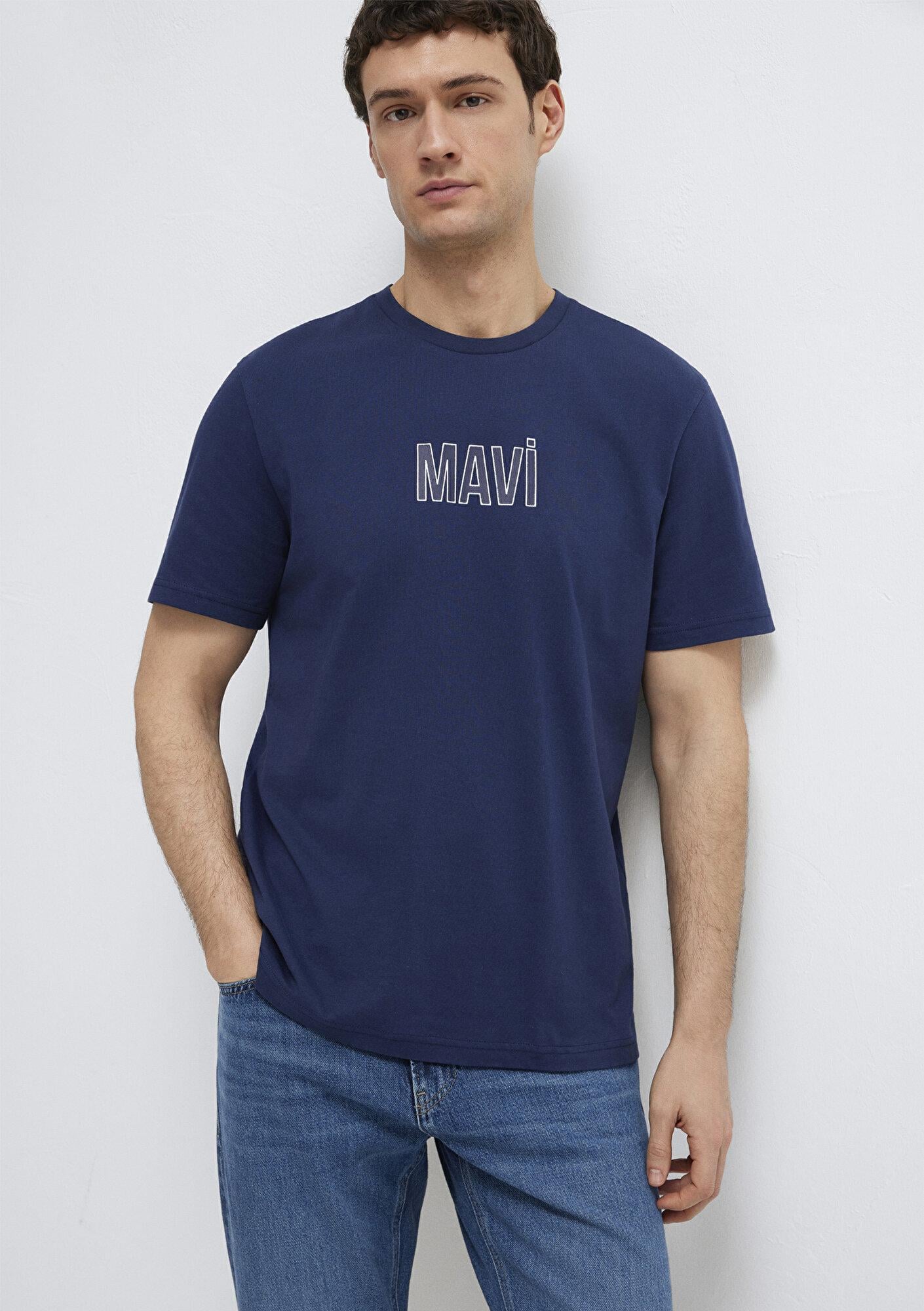 Mavi Mavi Logo Baskılı Lacivert Tişört Regular Fit / Normal Kesim 0613186-70758