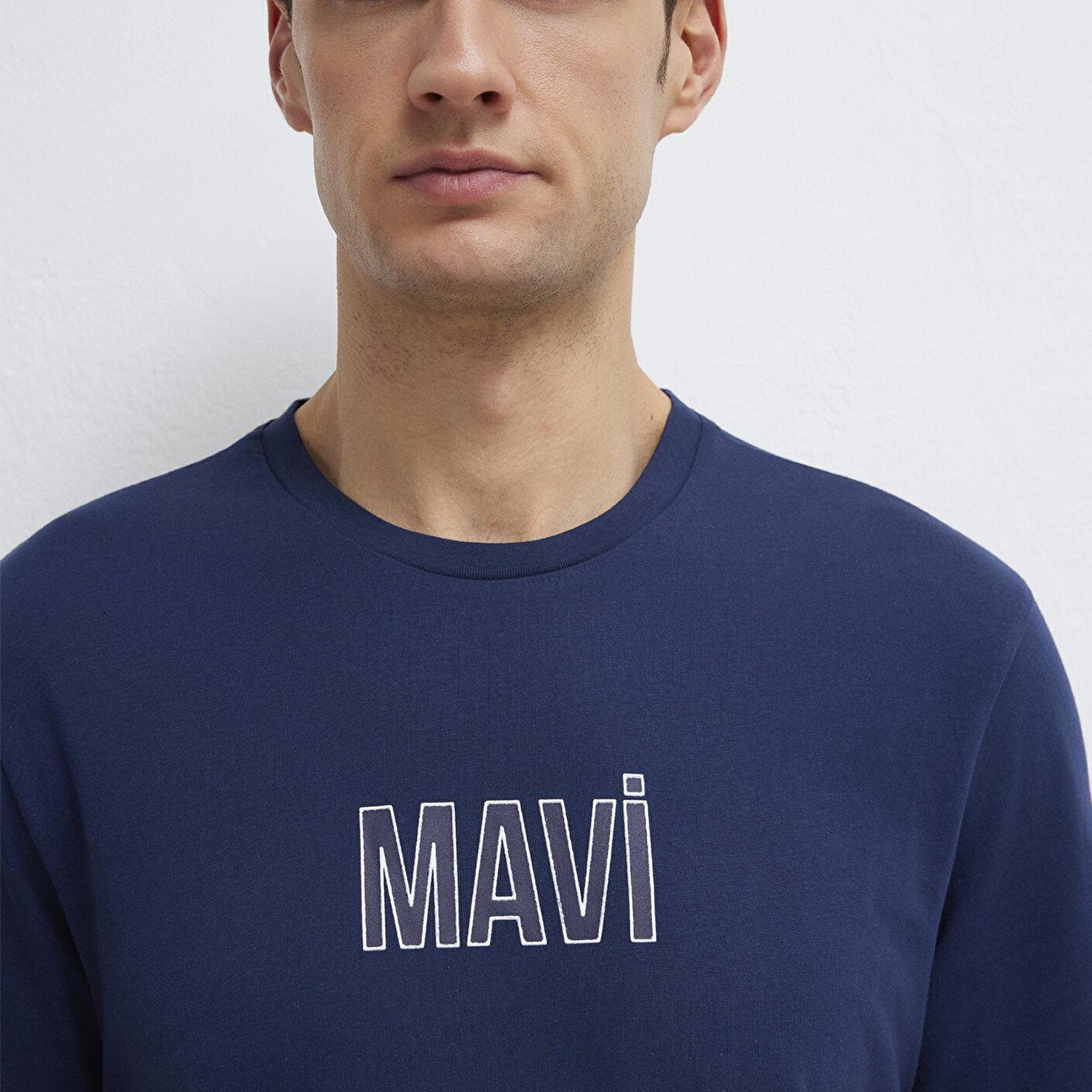 Mavi Mavi Logo Baskılı Lacivert Tişört Regular Fit / Normal Kesim 0613186-70758