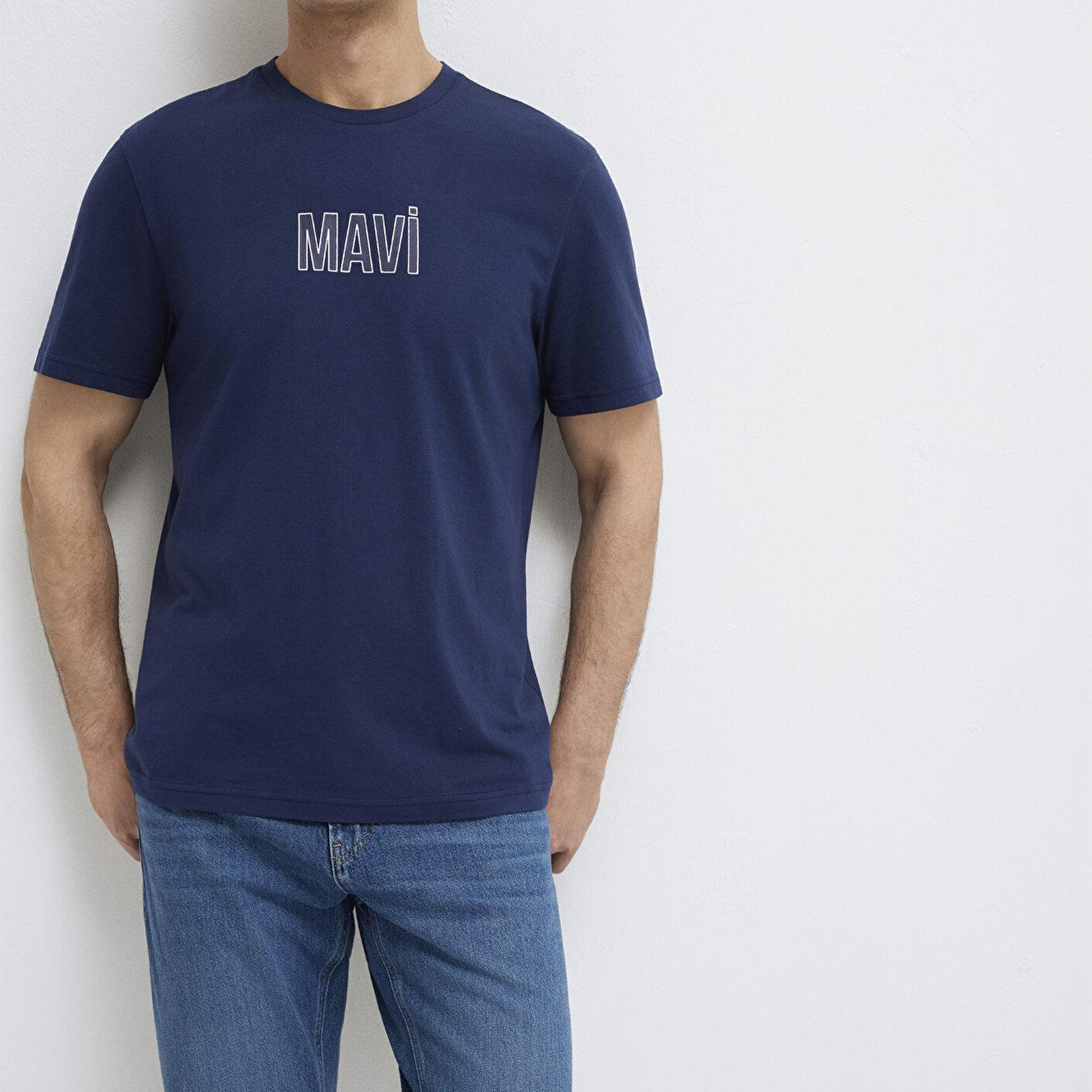 Mavi Mavi Logo Baskılı Lacivert Tişört Regular Fit / Normal Kesim 0613186-70758