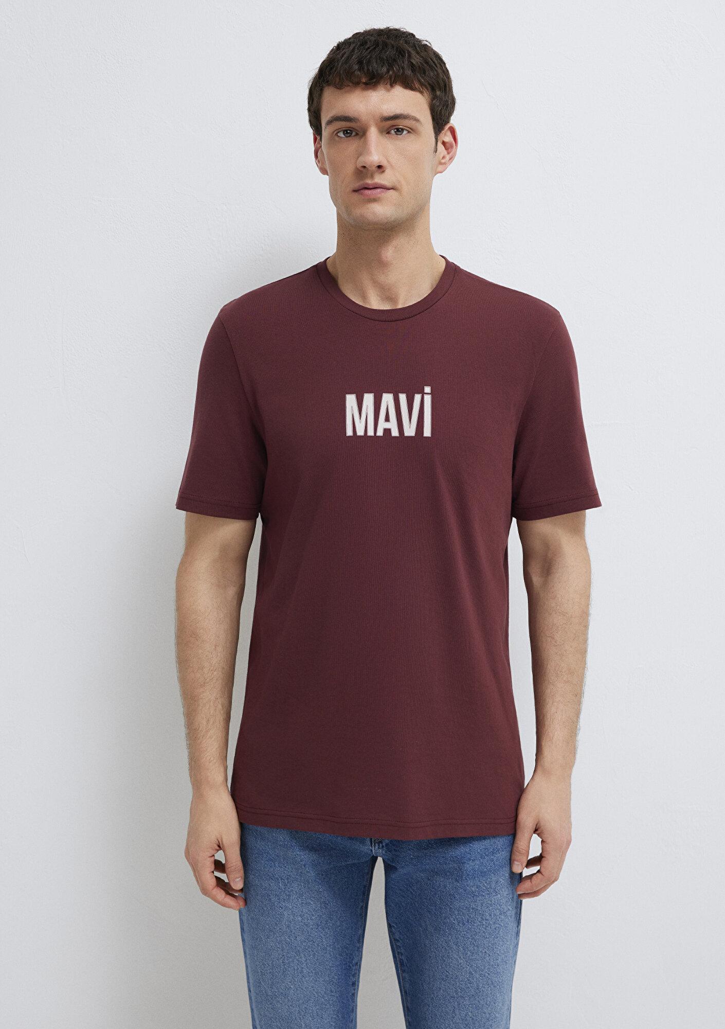 Mavi Mavi Logo Baskılı Bordo Tişört Regular Fit / Normal Kesim 0613186-70396