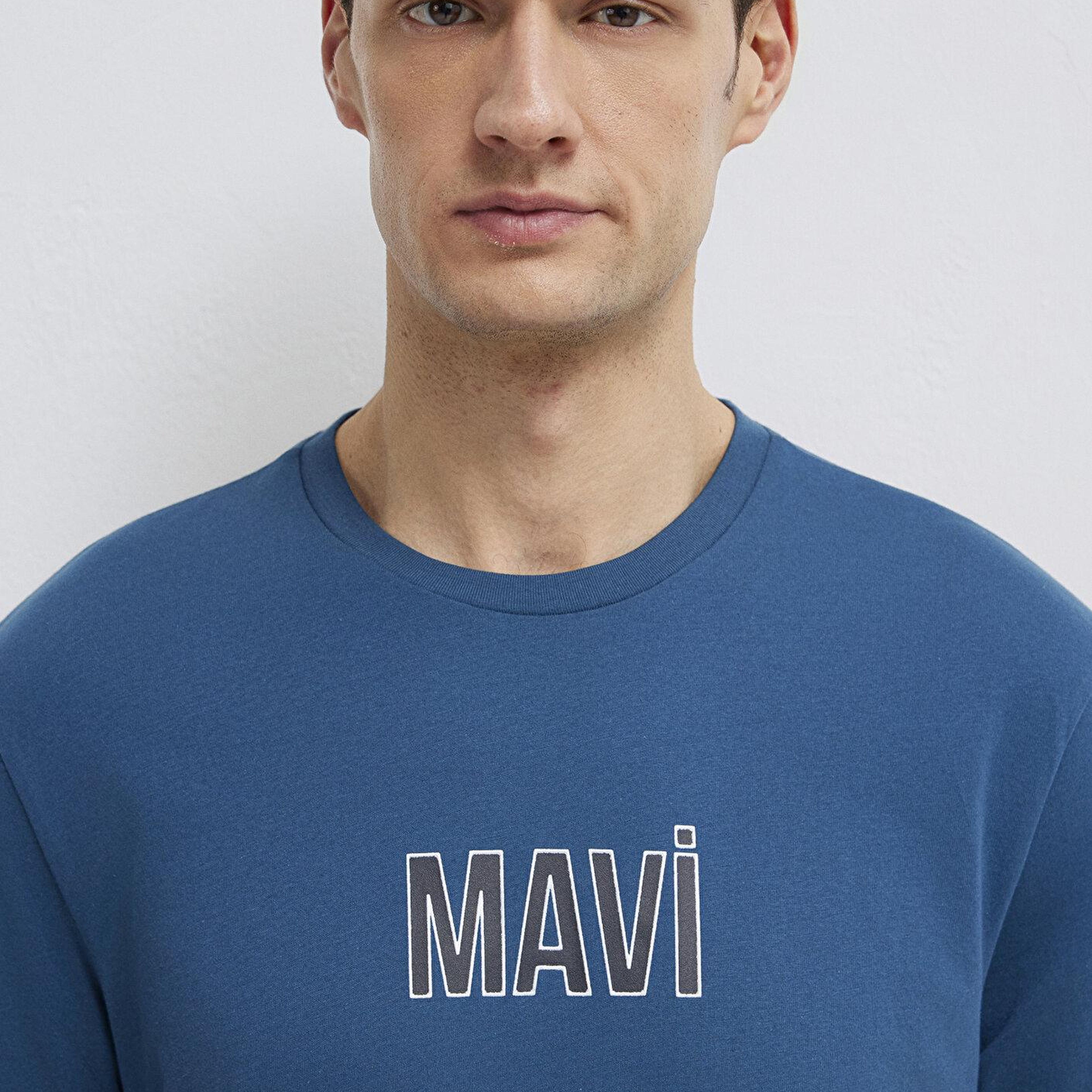 Mavi Mavi Logo Baskılı Mavi Tişört Regular Fit / Normal Kesim 0613186-70764