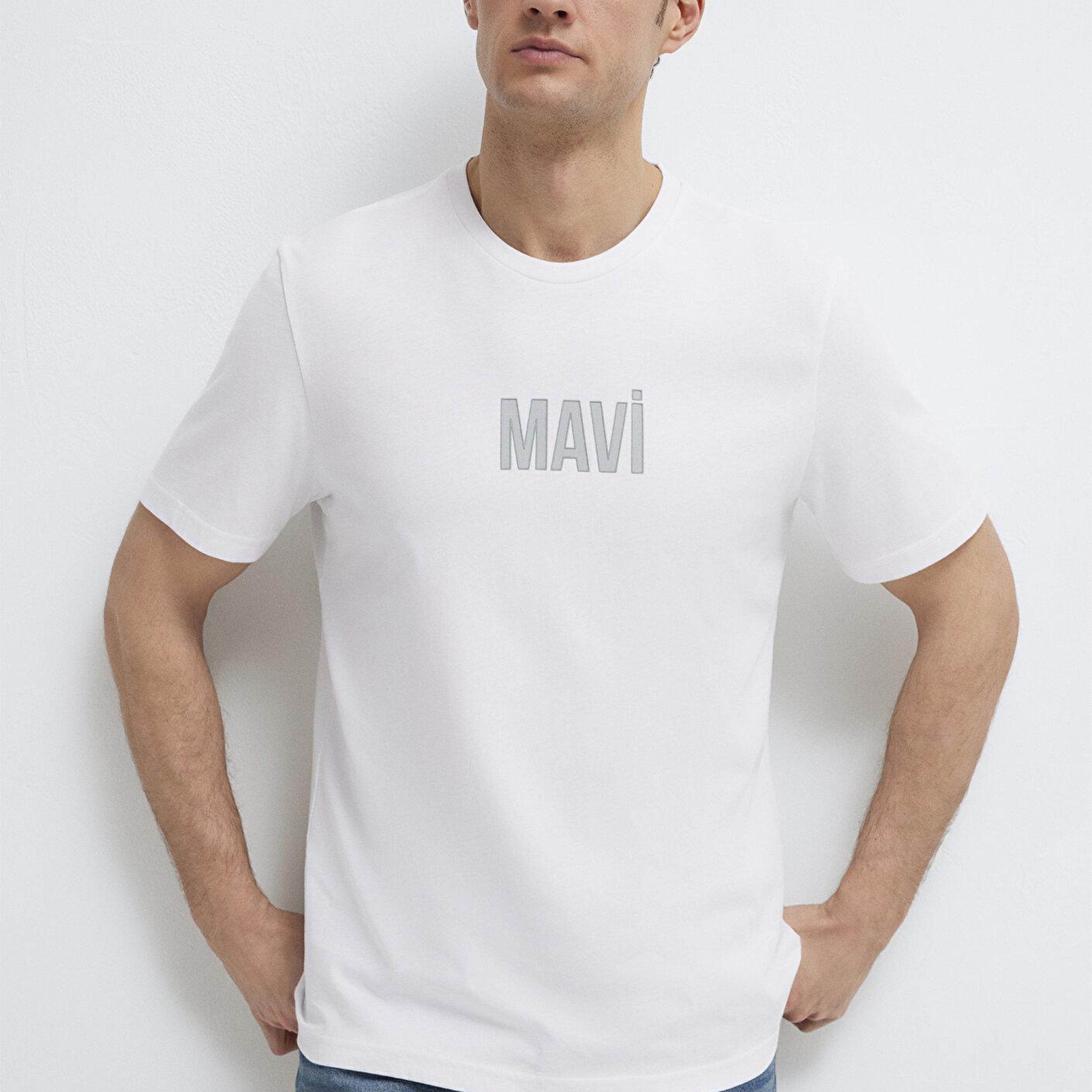 Mavi Mavi Logo Baskılı Beyaz Tişört Regular Fit / Normal Kesim 0613186-620
