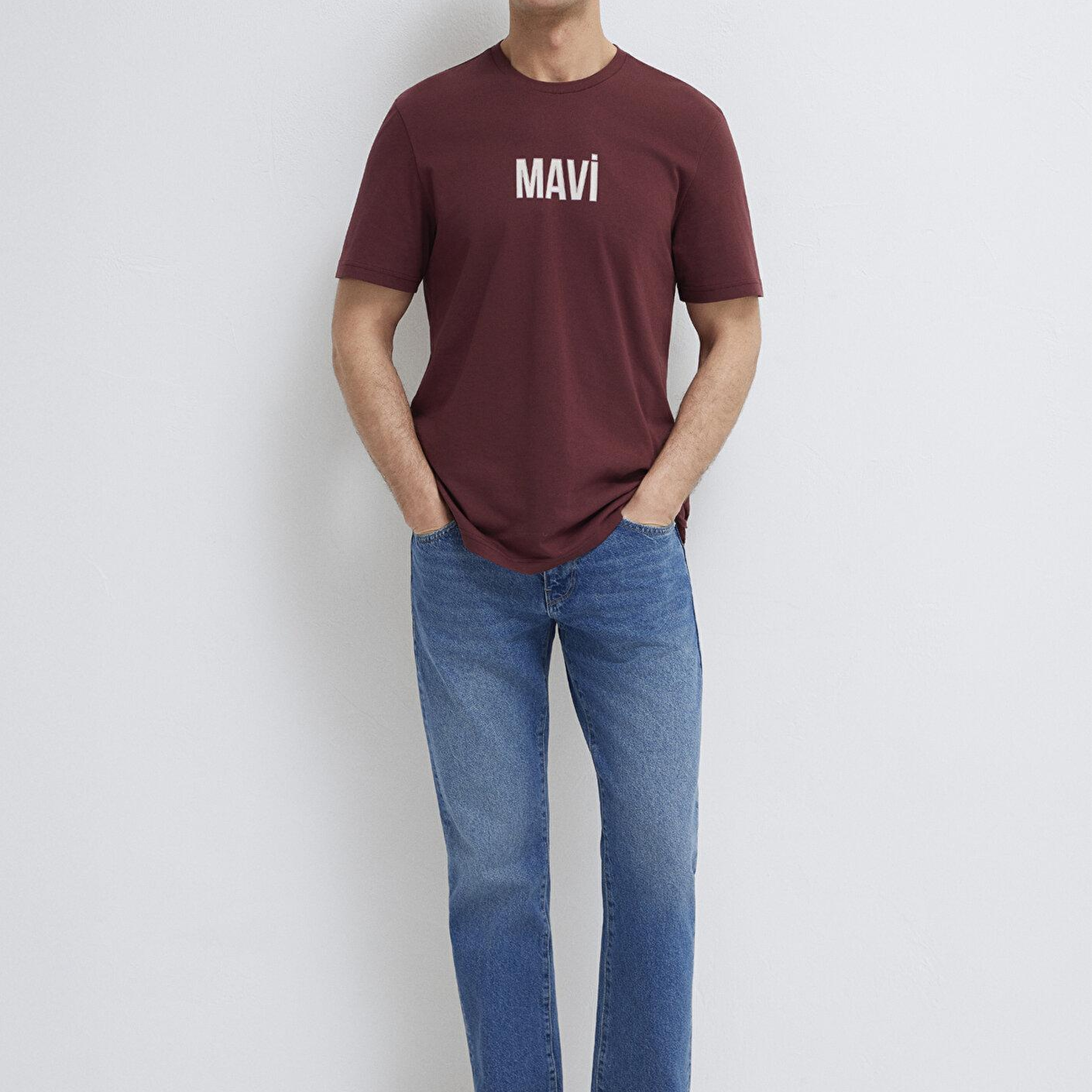 Mavi Mavi Logo Baskılı Bordo Tişört Regular Fit / Normal Kesim 0613186-70396
