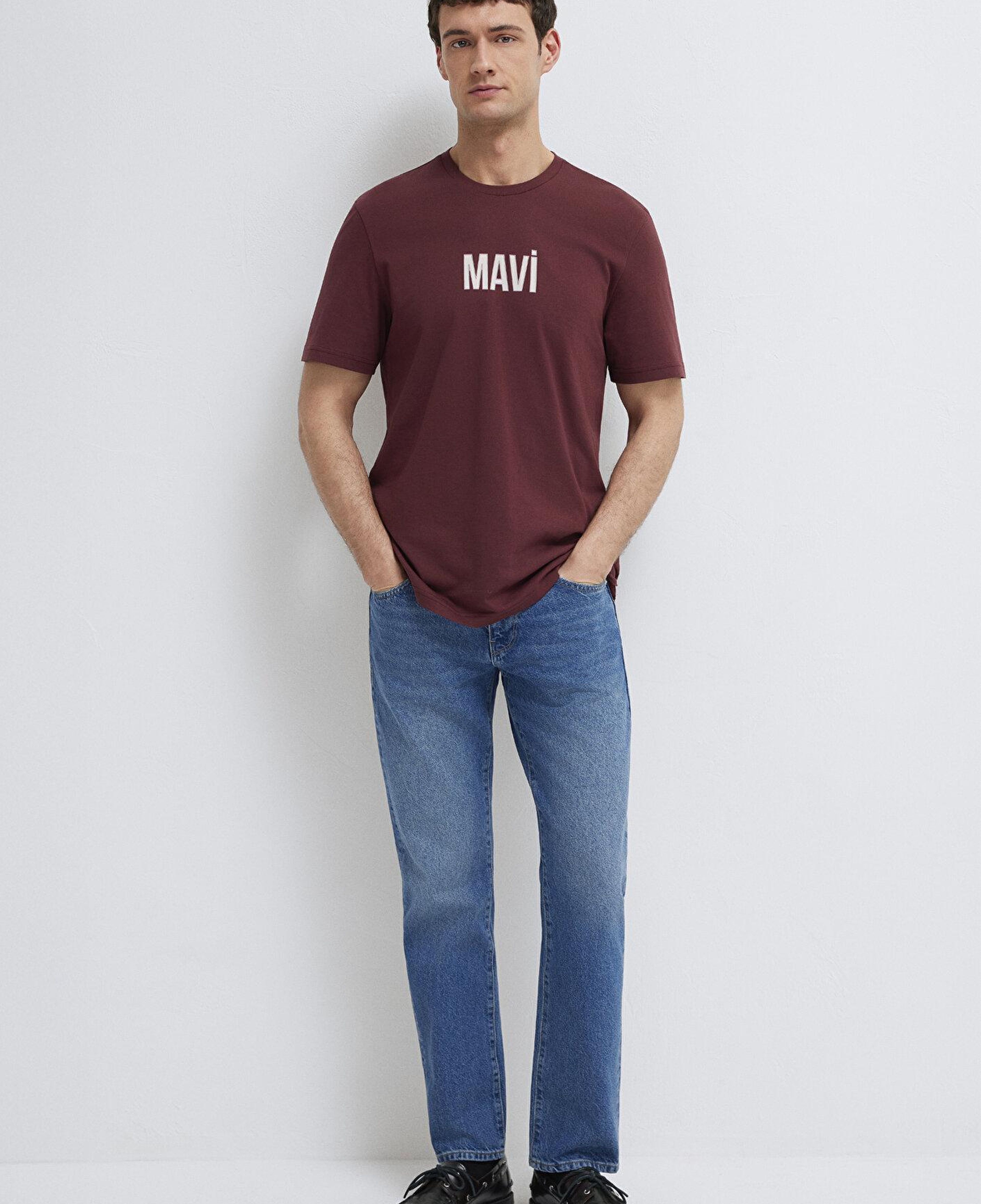 Mavi Mavi Logo Baskılı Bordo Tişört Regular Fit / Normal Kesim 0613186-70396