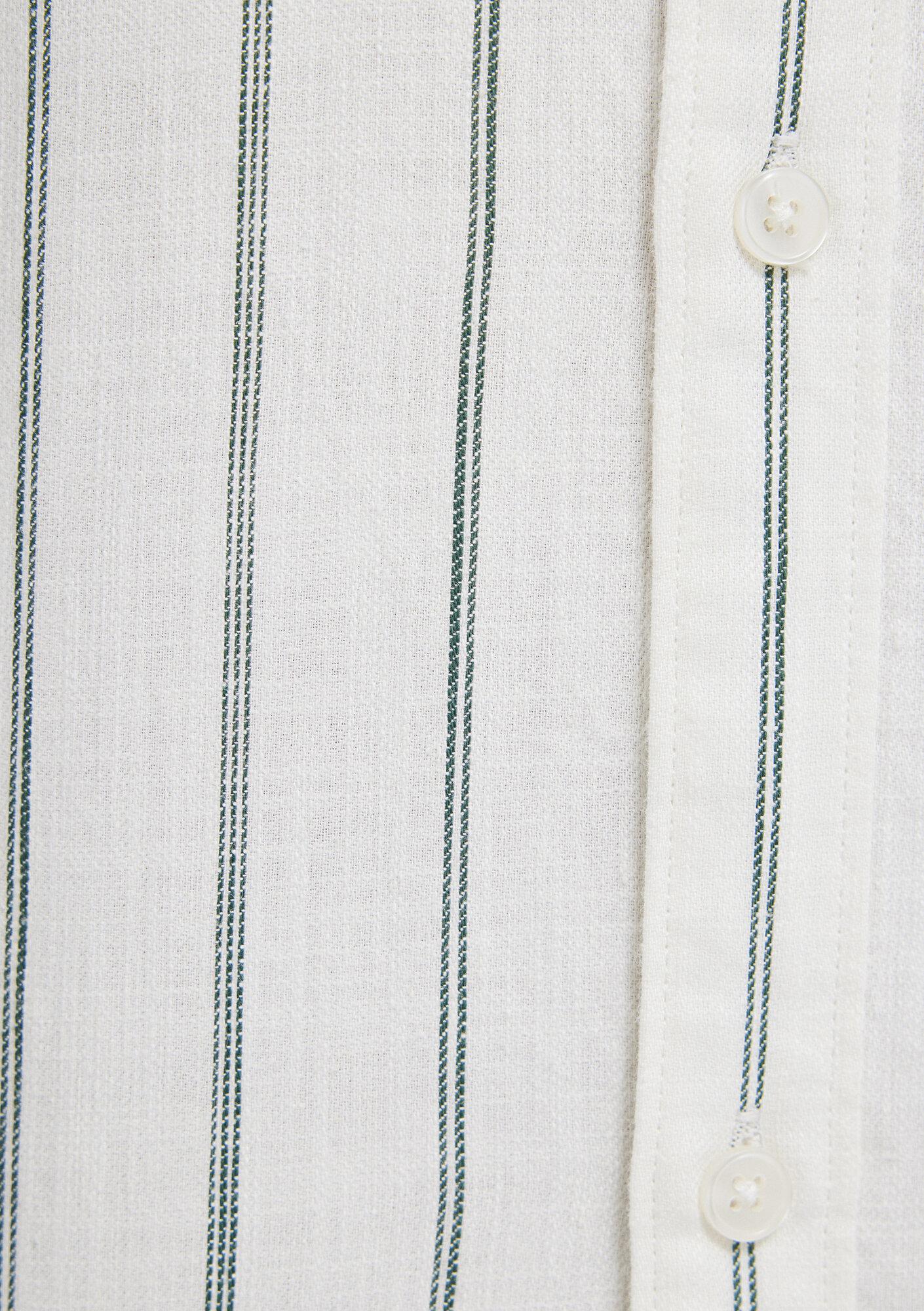 Mavi Yeşil Çizgili Keten Karışımlı Gömlek Regular Fit / Normal Kesim 0211380-71599