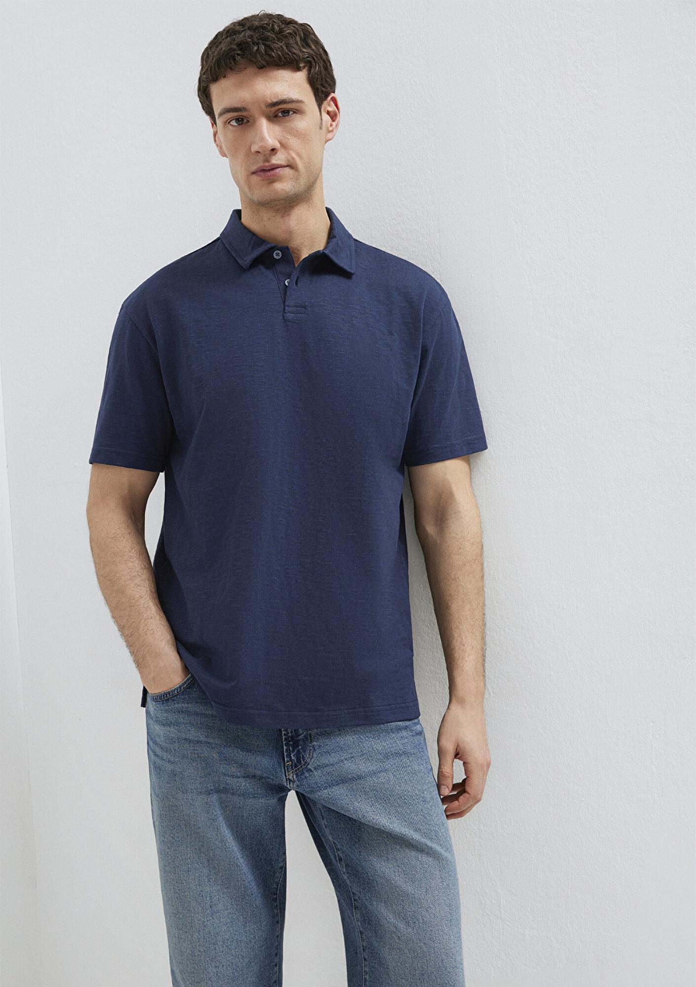 Mavi Lacivert Polo Tişört Loose Fit / Bol Rahat Kesim 0613152-70490